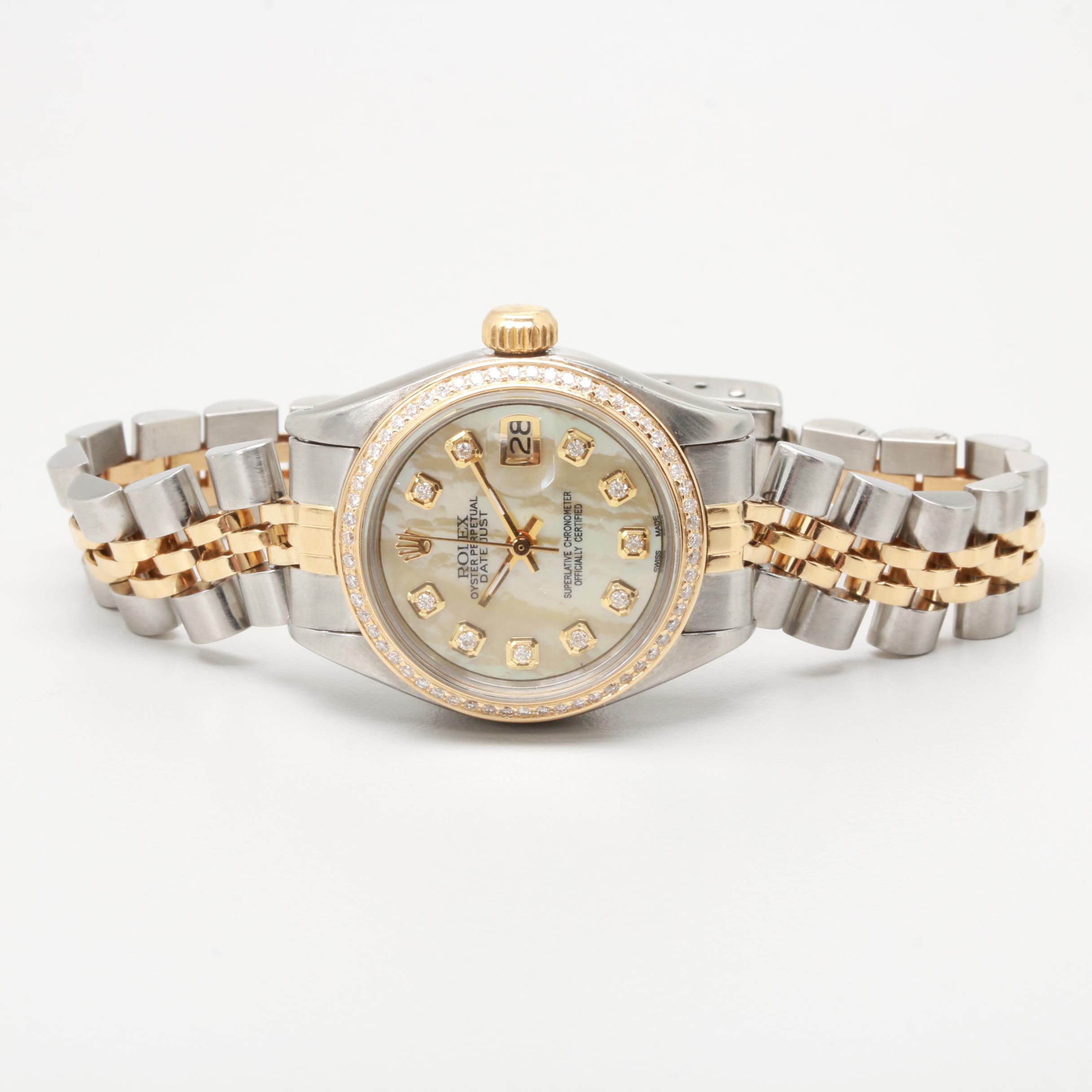 Circa 1974 Rolex Two-Tone Mother of Pearl and Diamond Watch