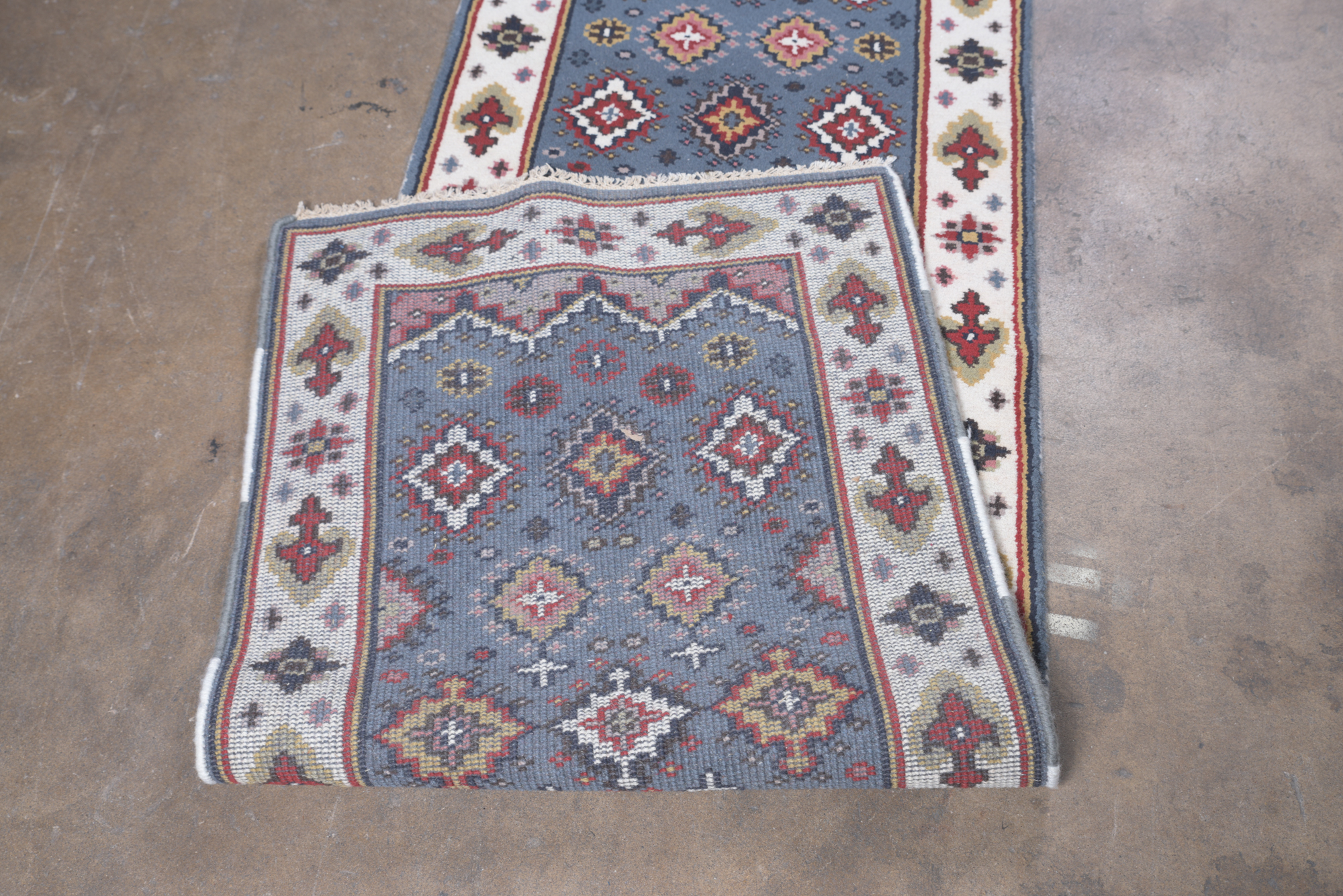 Hand-Knotted Indo-Caucasian Kazak Wool Carpet Runner
