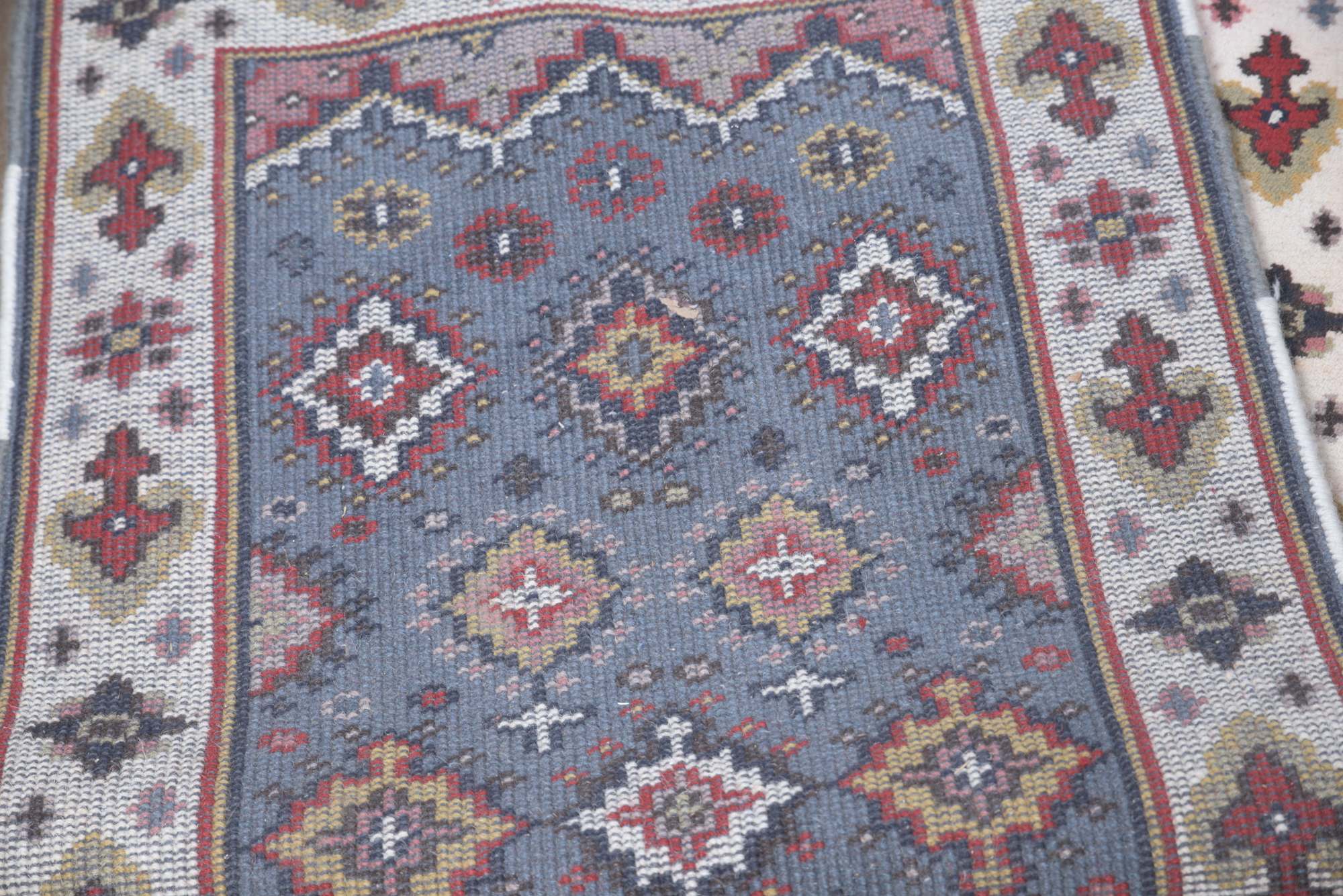 Hand-Knotted Indo-Caucasian Kazak Wool Carpet Runner