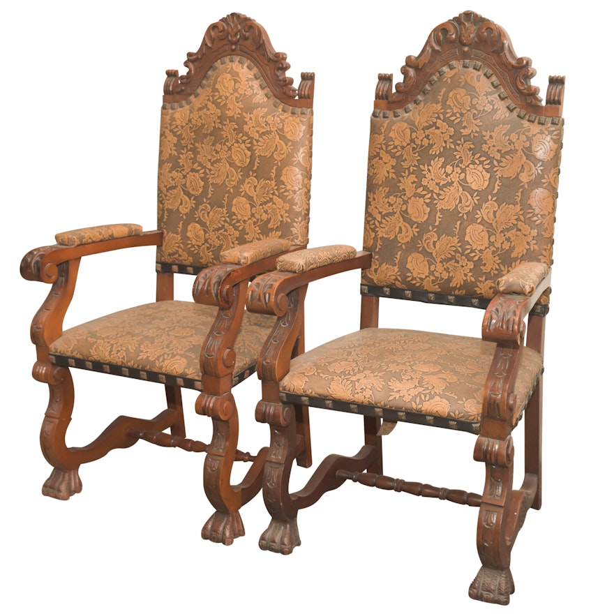 Louis XIV Style Carved Armchairs