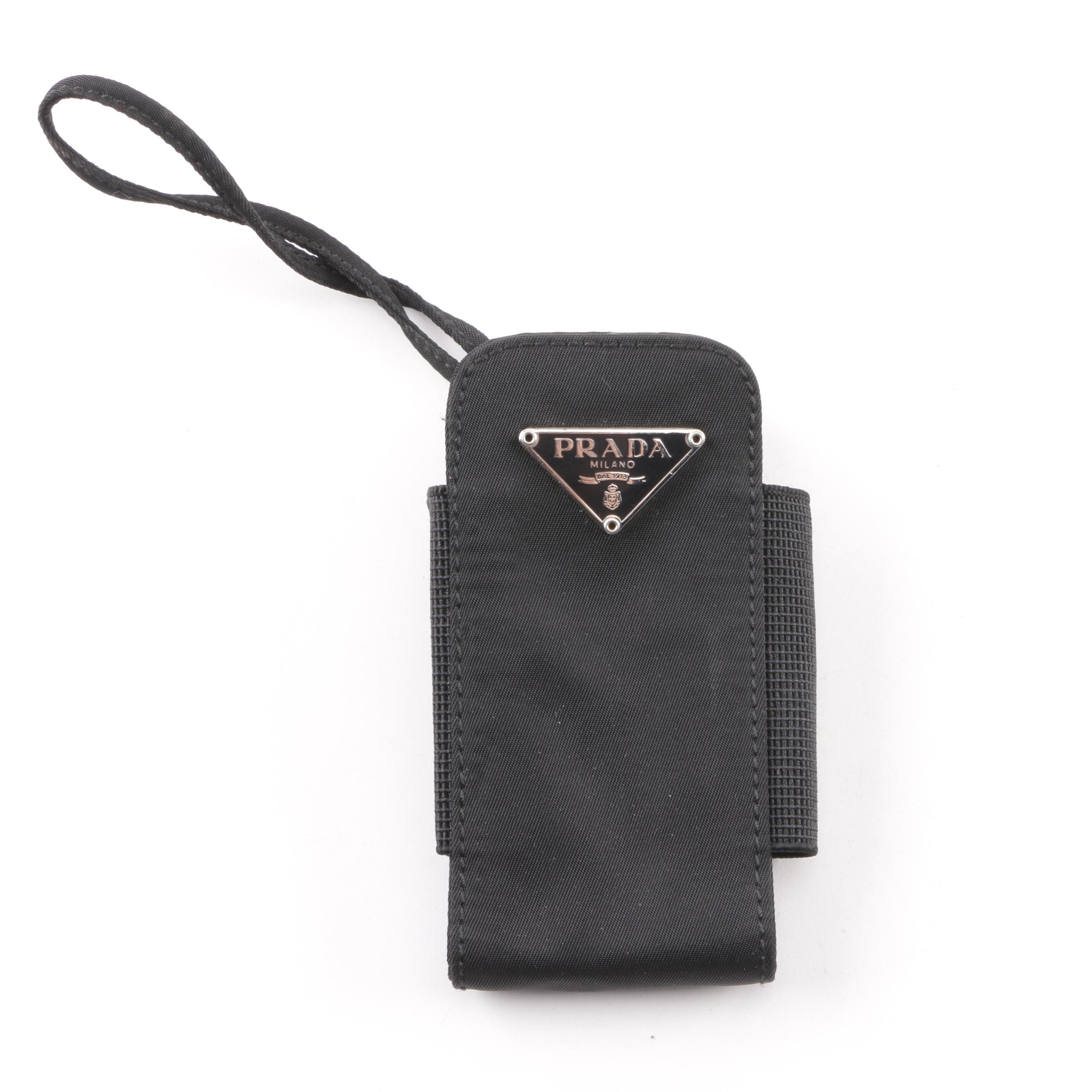 Prada Black Nylon Cell Phone Wristlet