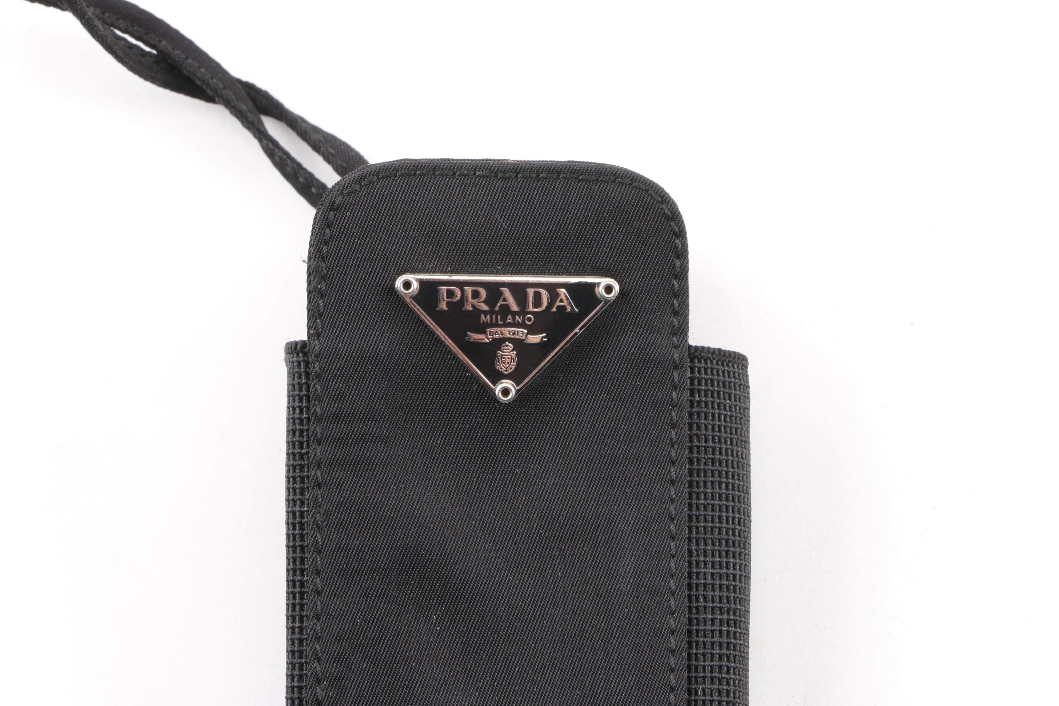 Prada Black Nylon Cell Phone Wristlet