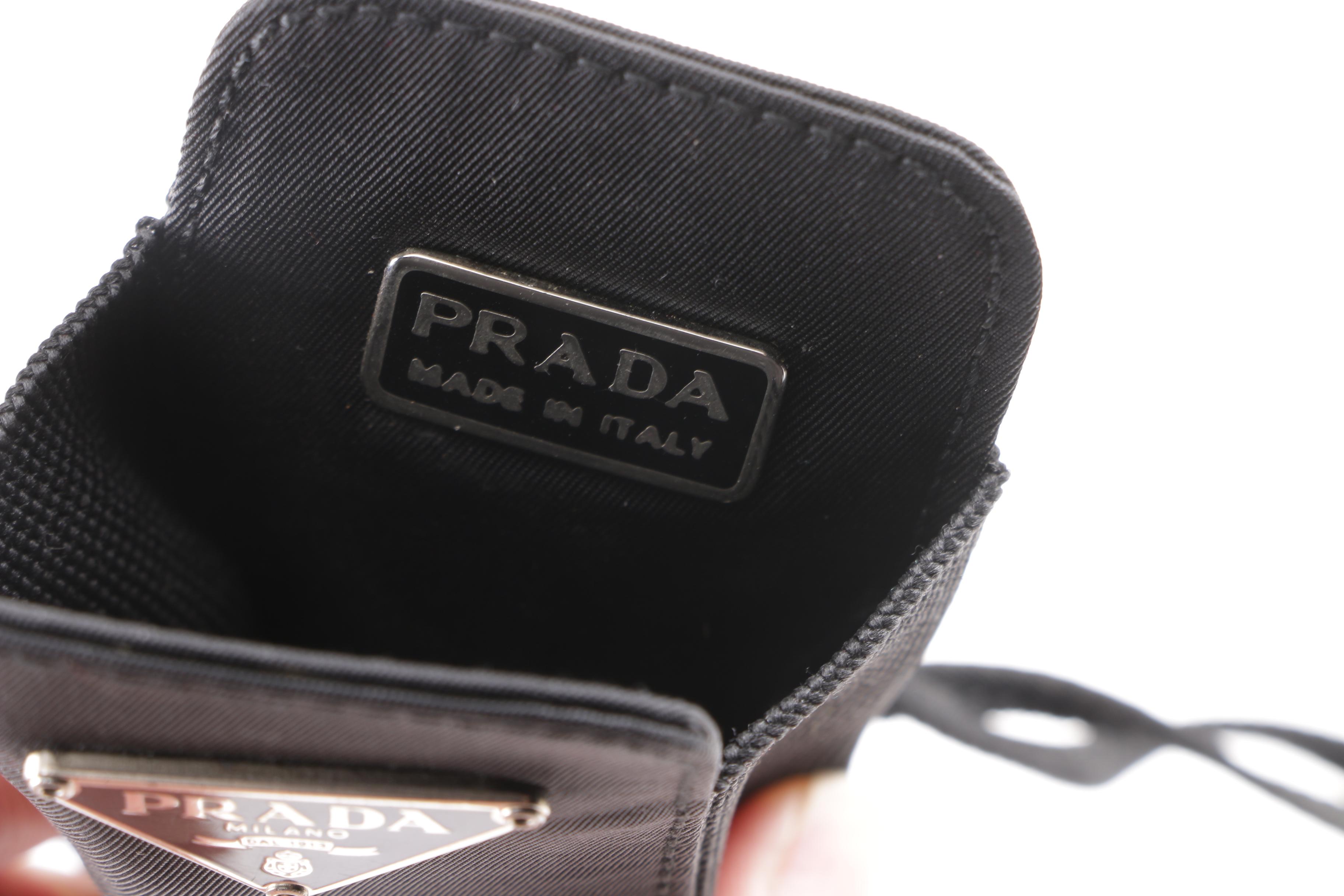 Prada Black Nylon Cell Phone Wristlet