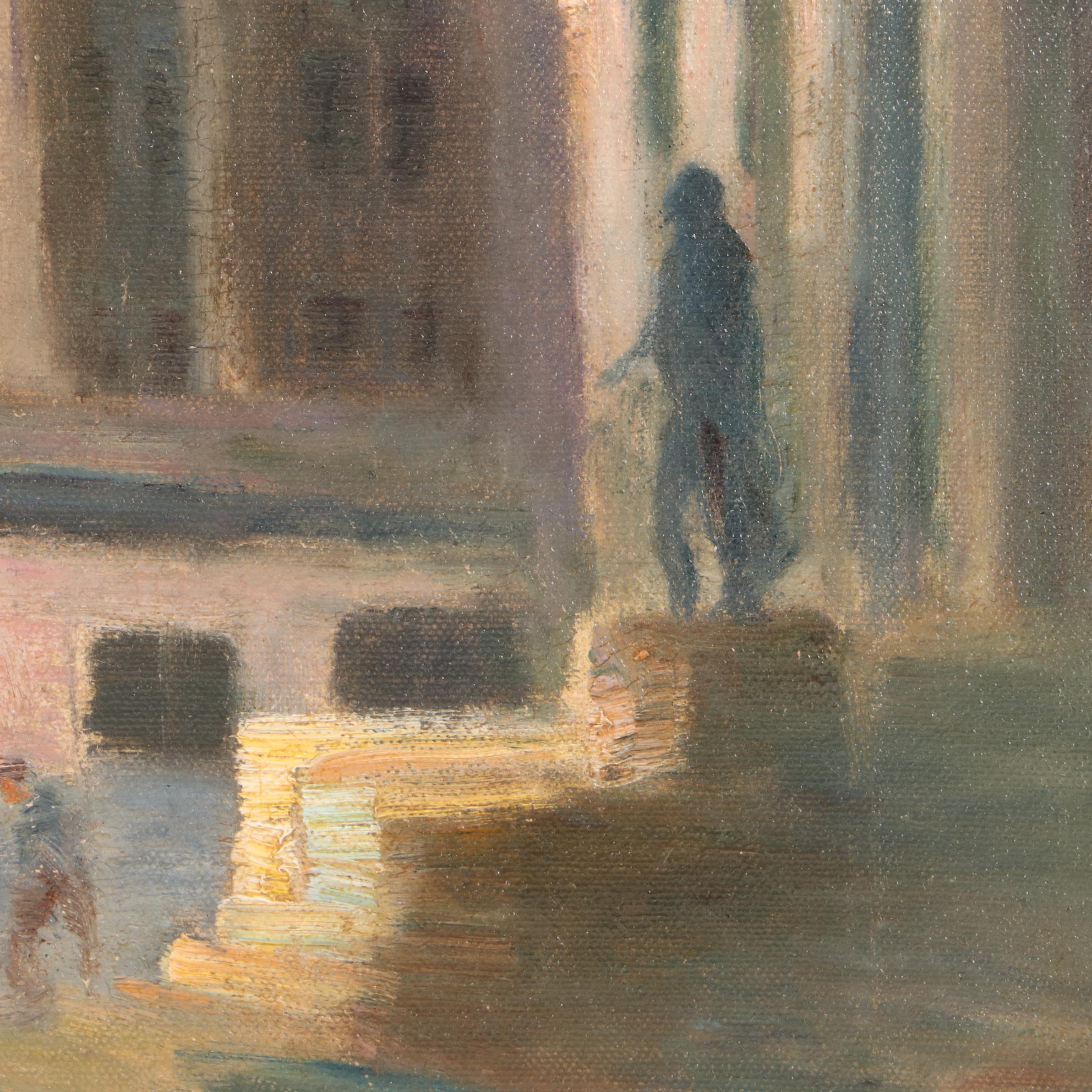 Henry T. Harvey Early 20th-Century City Street Scene Oil Painting