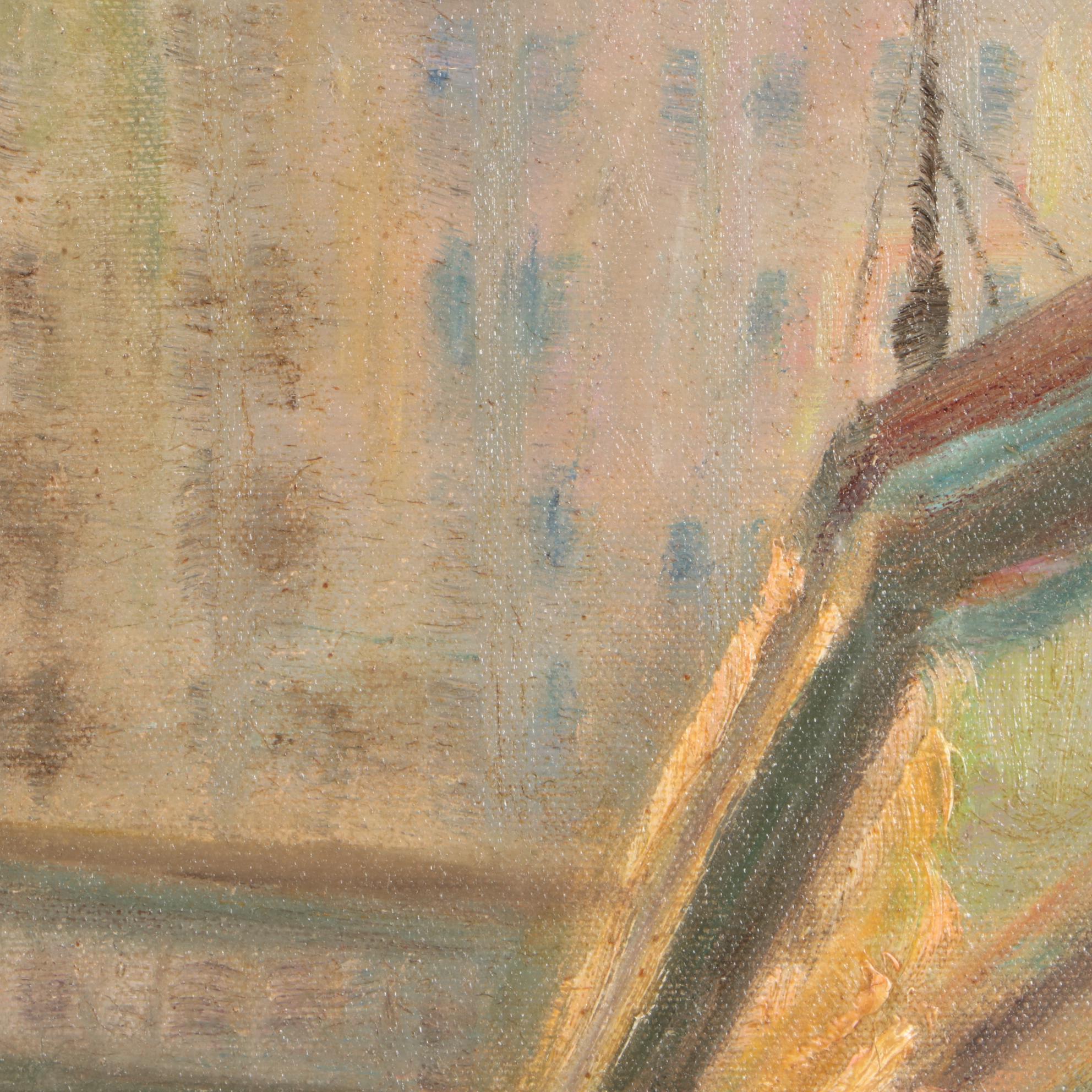 Henry T. Harvey Early 20th-Century City Street Scene Oil Painting