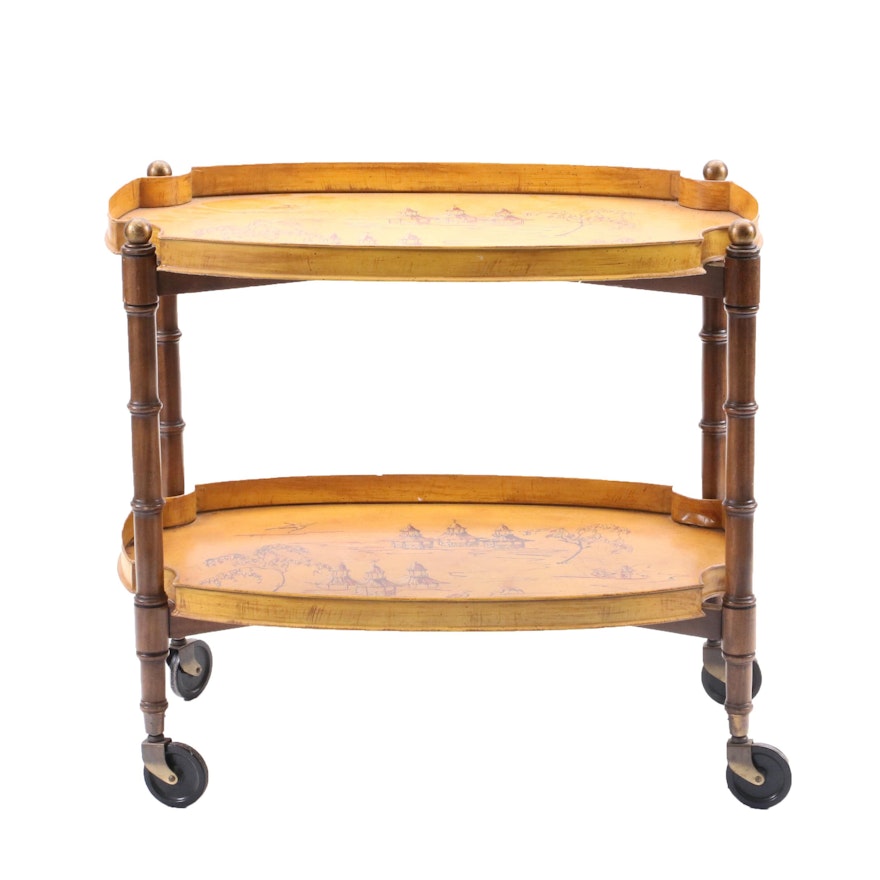 Chinoiserie Painted Metal Bar Cart, Late 20th Century