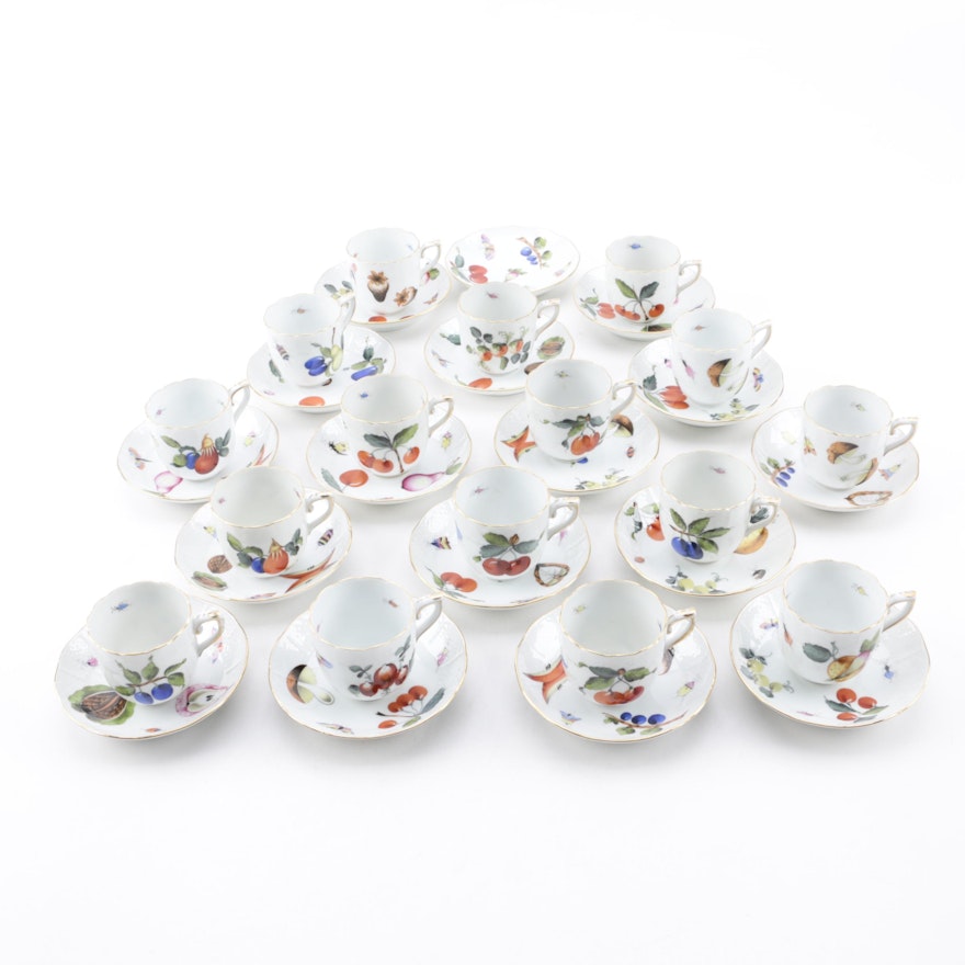 Herend Hungary "Market Garden" Porcelain Demitasse Cups and Saucers