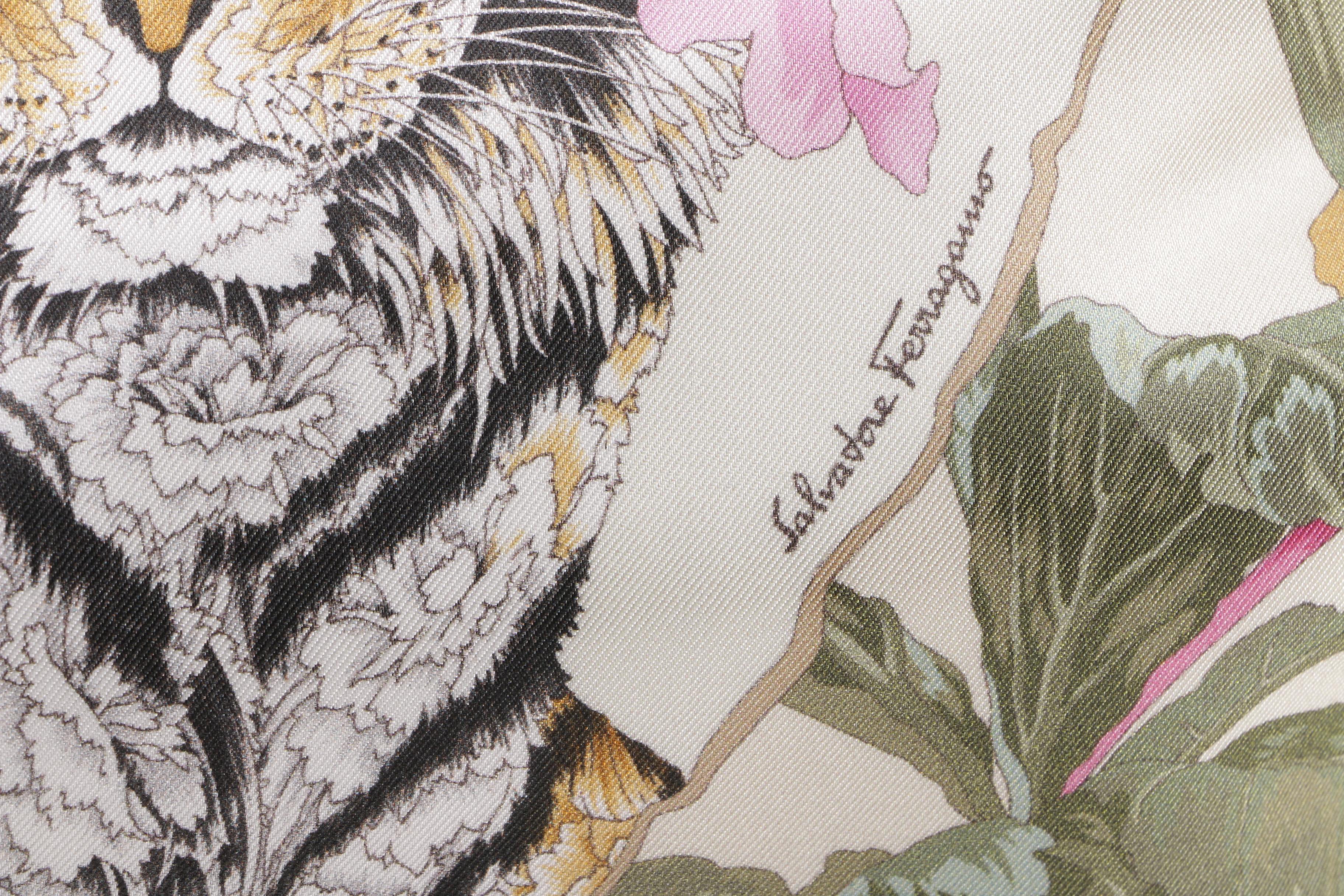 Salvatore Ferragamo Animal and Floral Print Nylon Tote