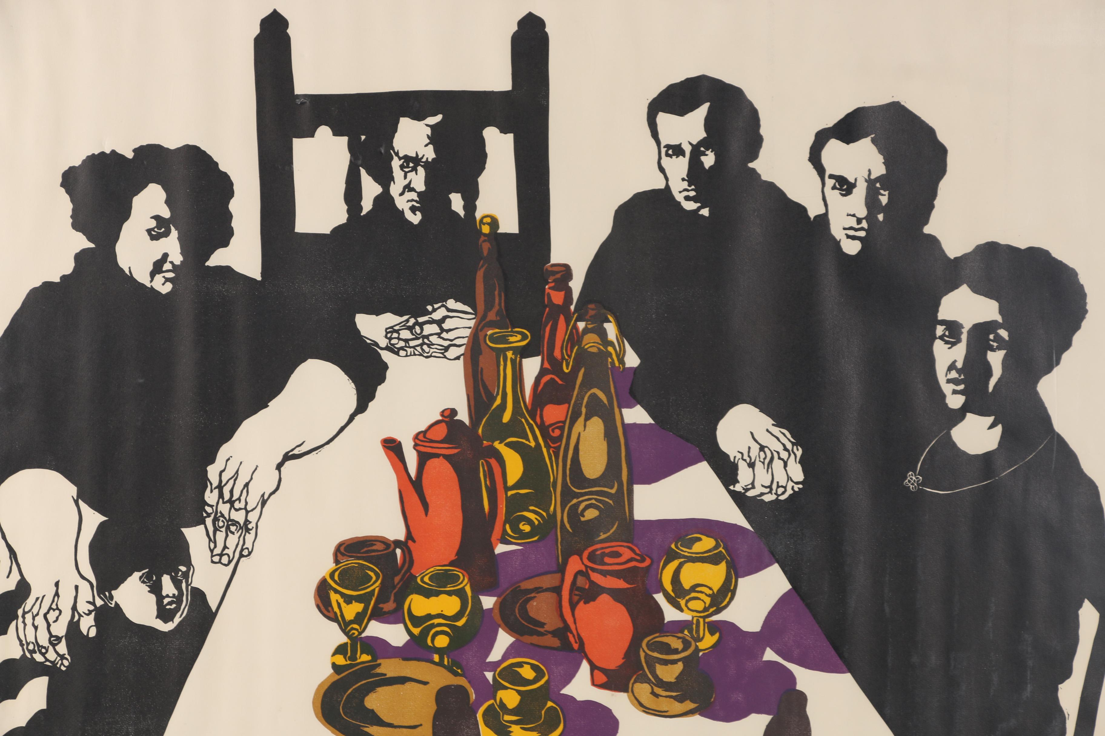 Penelope Bennett Linocut "Spanish Family"