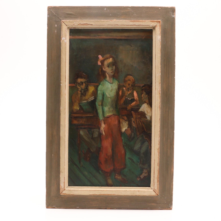 Helen Silver 1946 Oil Painting of School Children