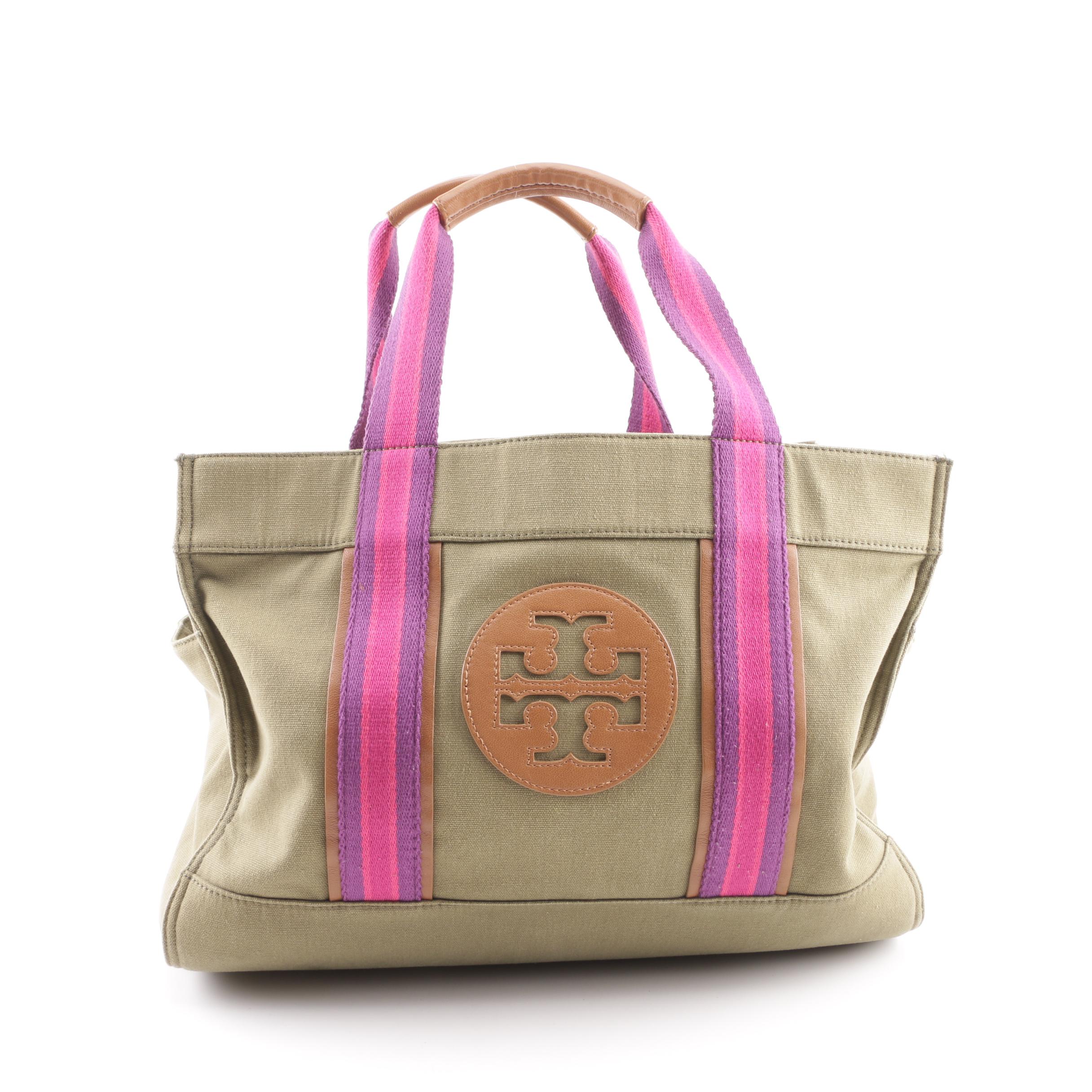 Tory Burch Tory Canvas Tote with Web Stripes