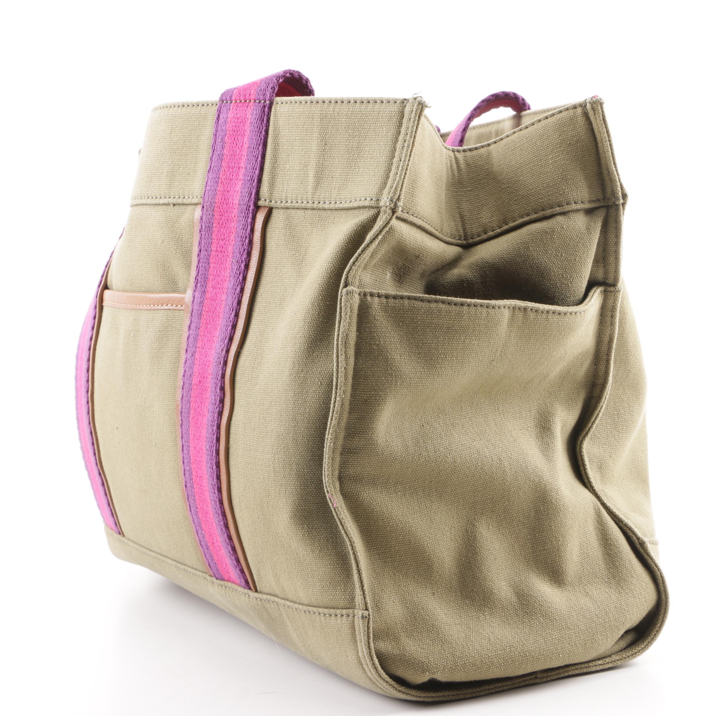 Tory Burch Tory Canvas Tote with Web Stripes