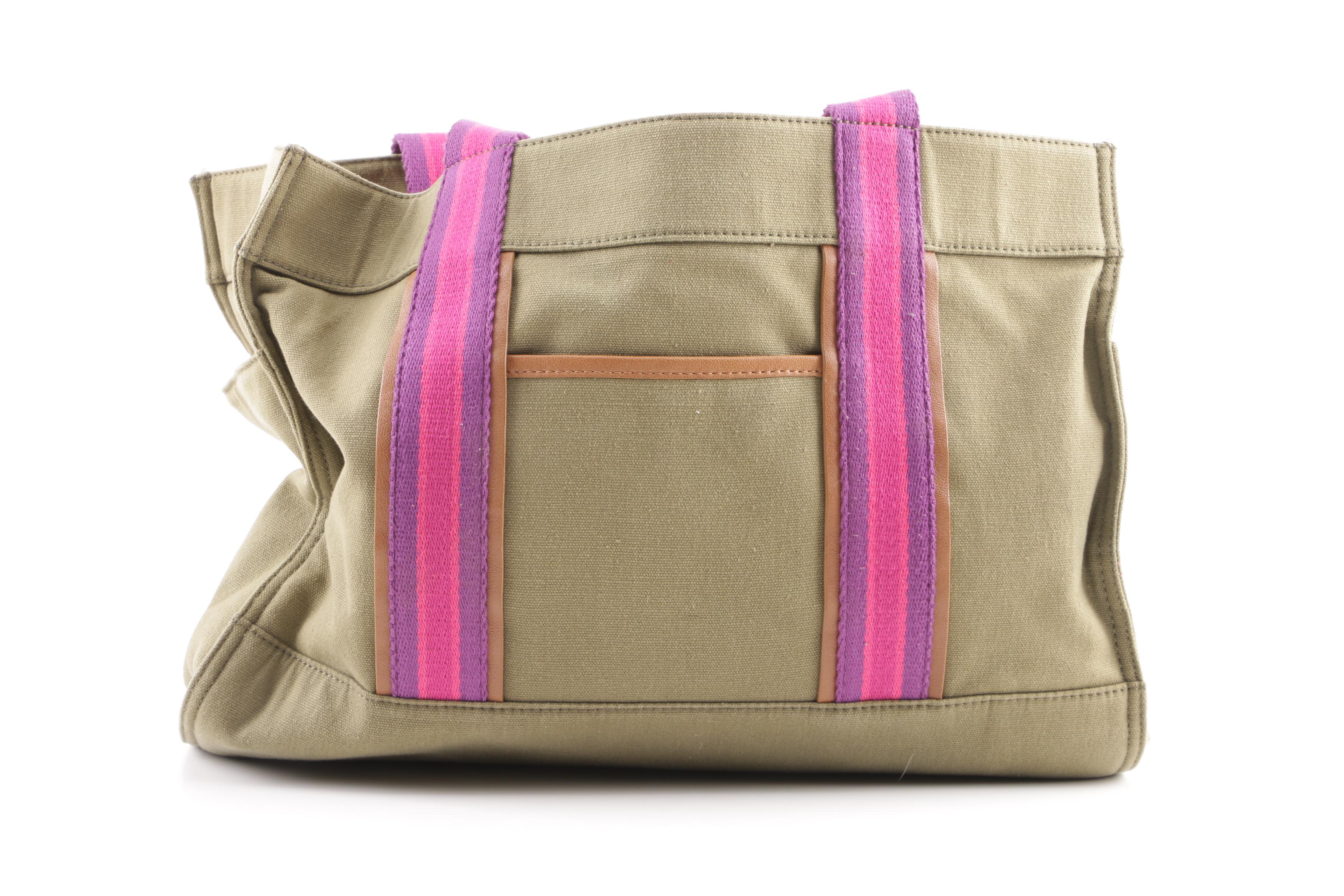 Tory Burch Tory Canvas Tote with Web Stripes