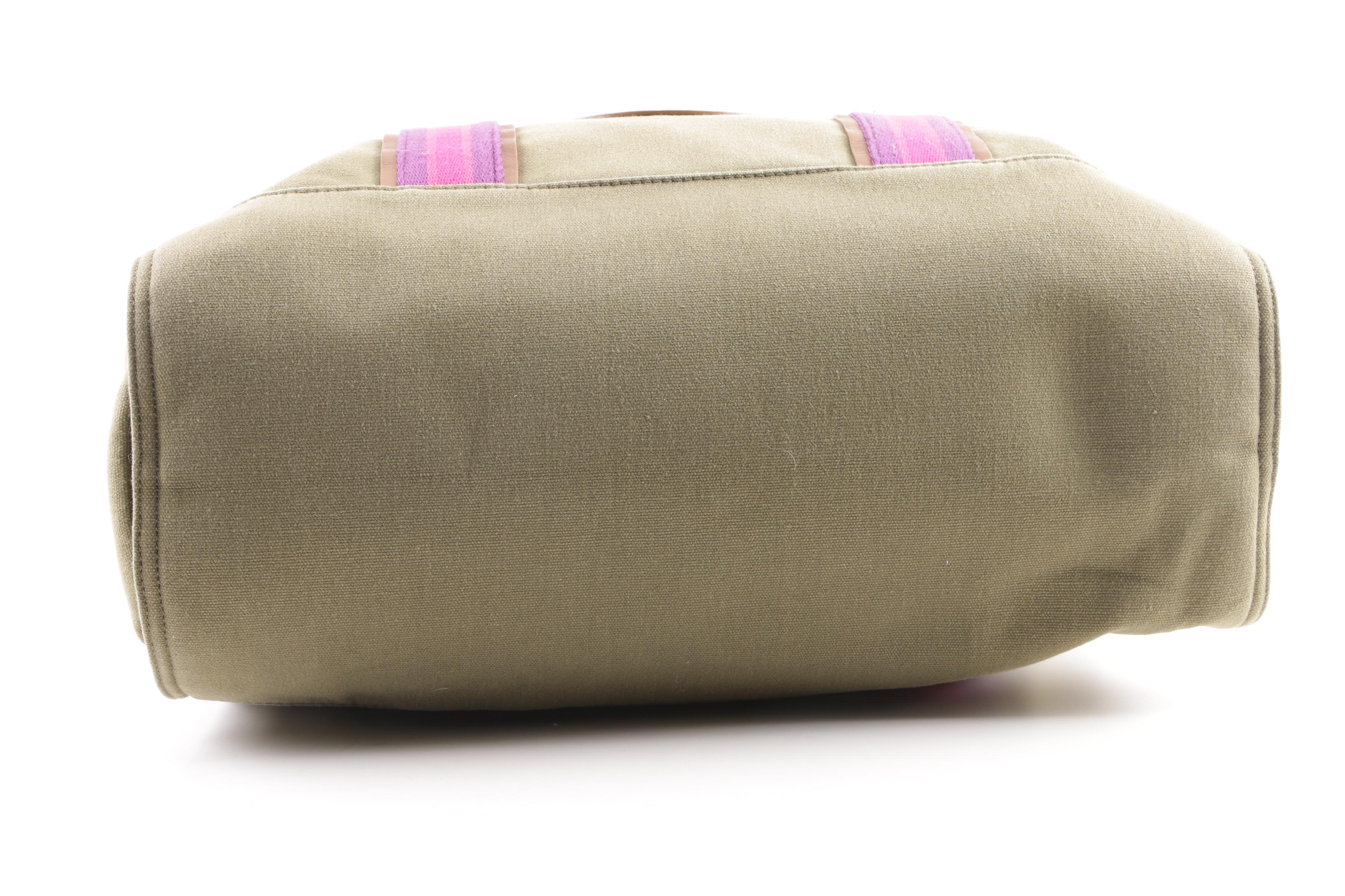 Tory Burch Tory Canvas Tote with Web Stripes