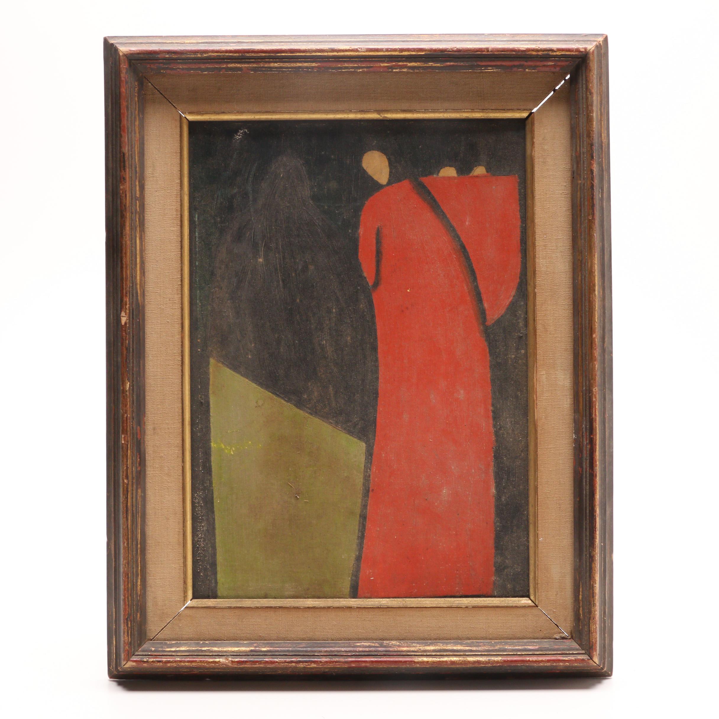 Mid-Century Abstract Acrylic Painting