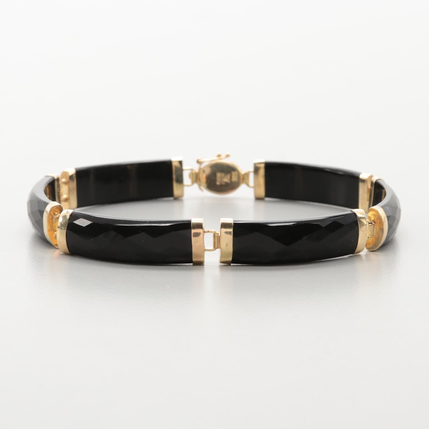 14K Yellow Gold Black Onyx Bracelet