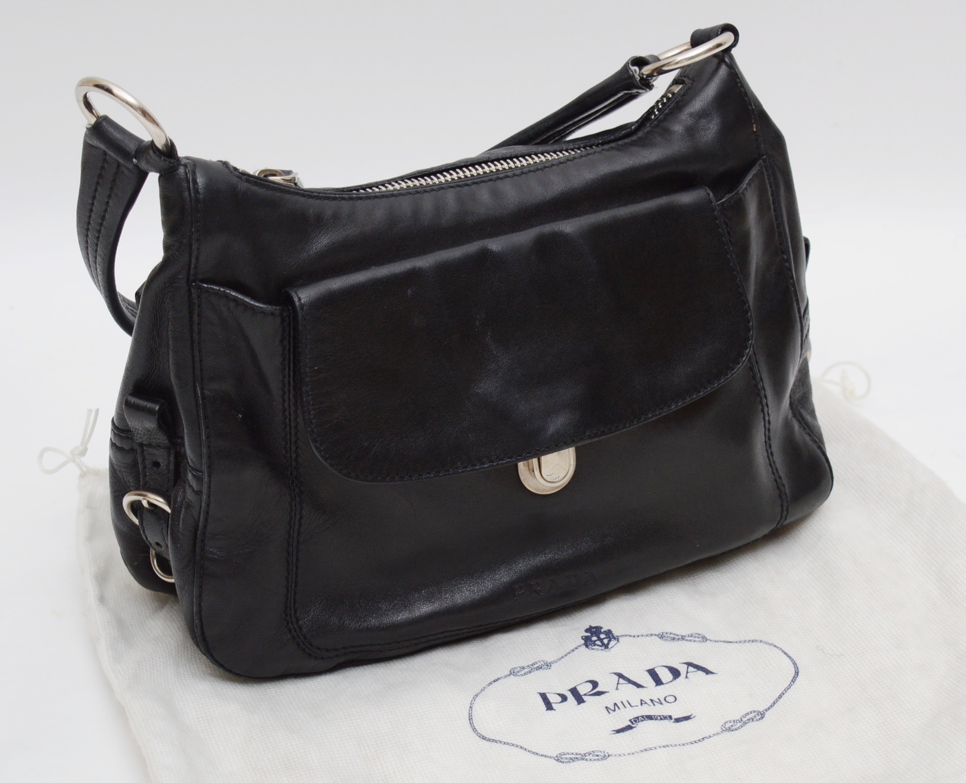 Prada Black Leather Shoulder Bag