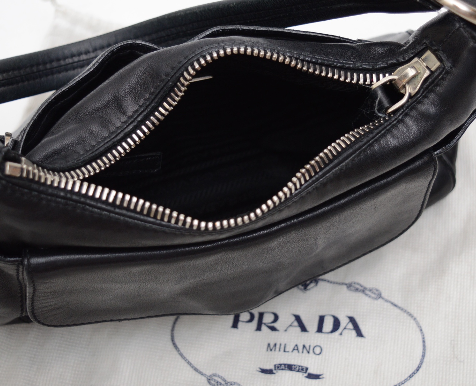 Prada Black Leather Shoulder Bag