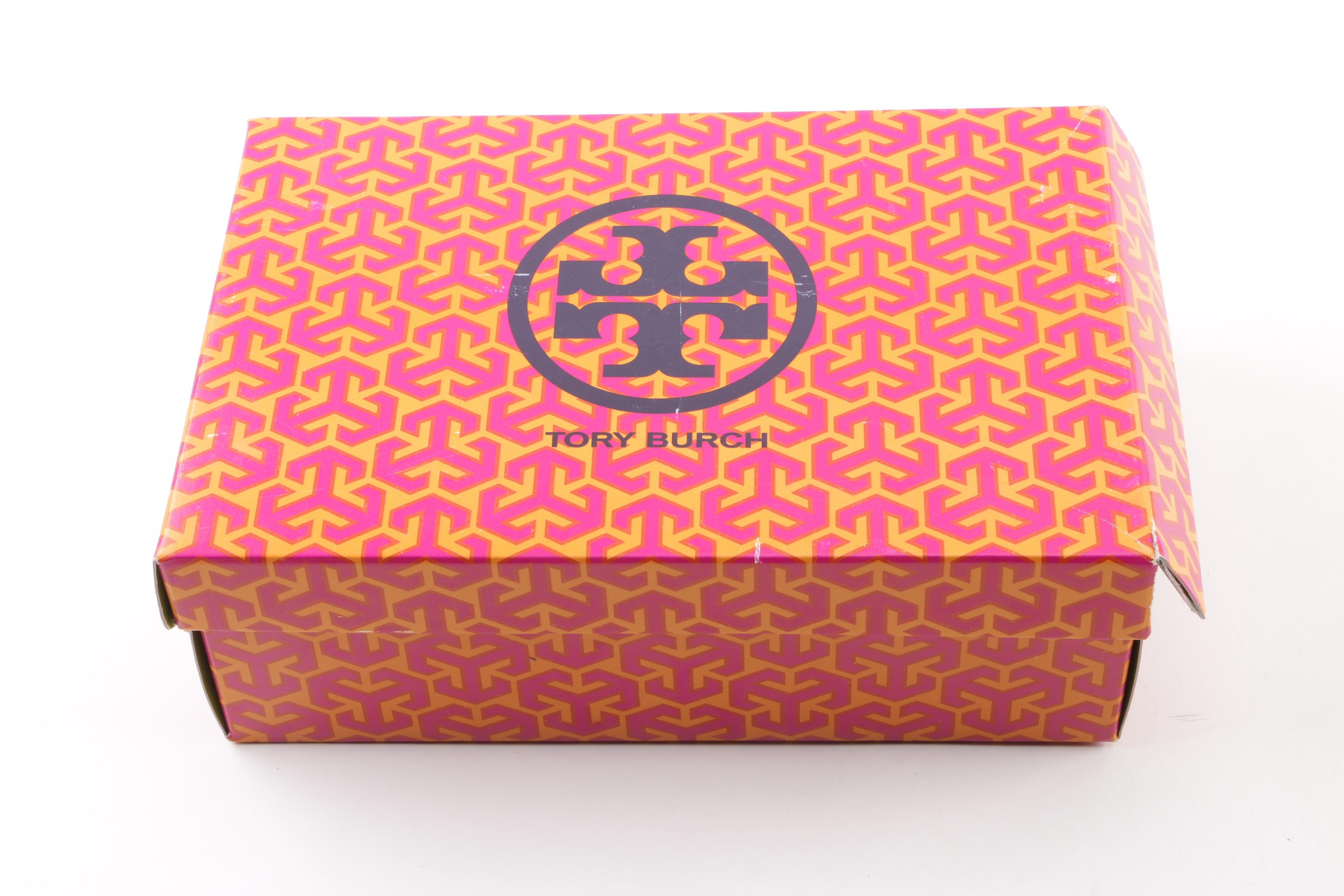 Tory Burch Filipa Orange Canvas Espadrille Wedges