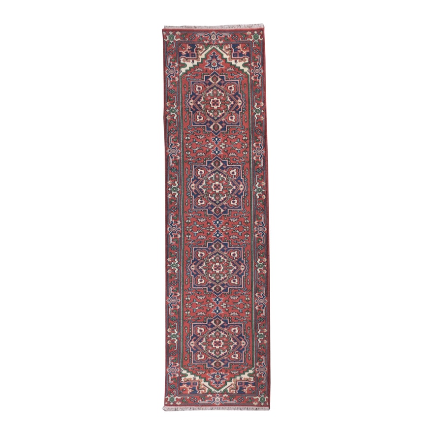 Hand-Knotted Indo-Persian Heriz Wool Carpet Runner