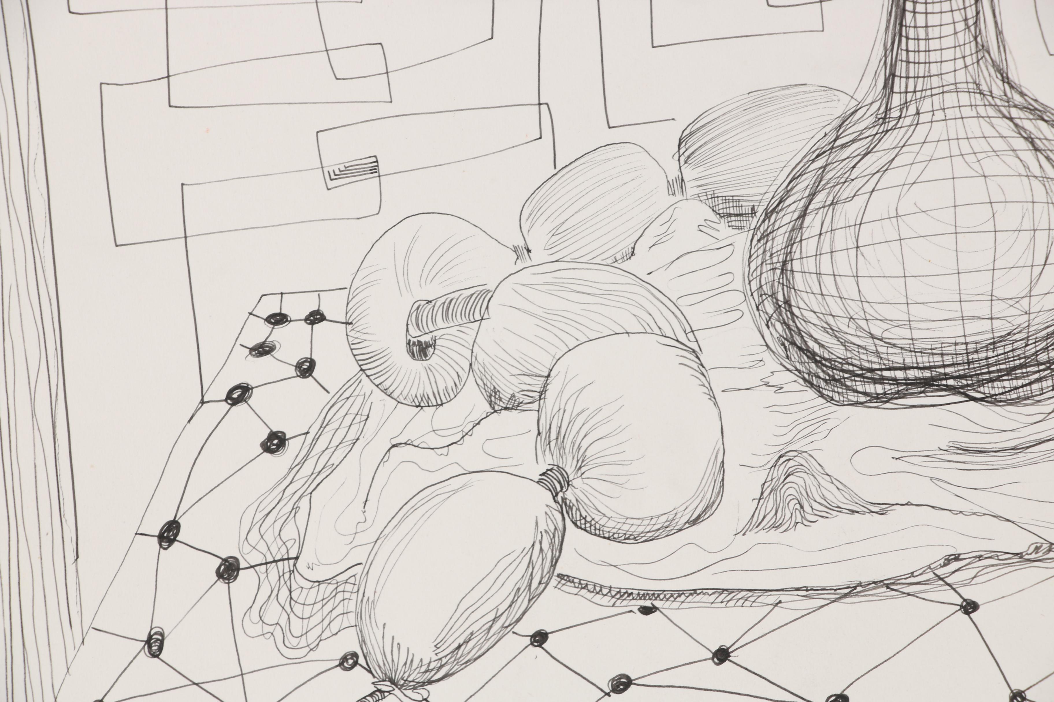 W. Glen Davis Still Life Ink Drawing