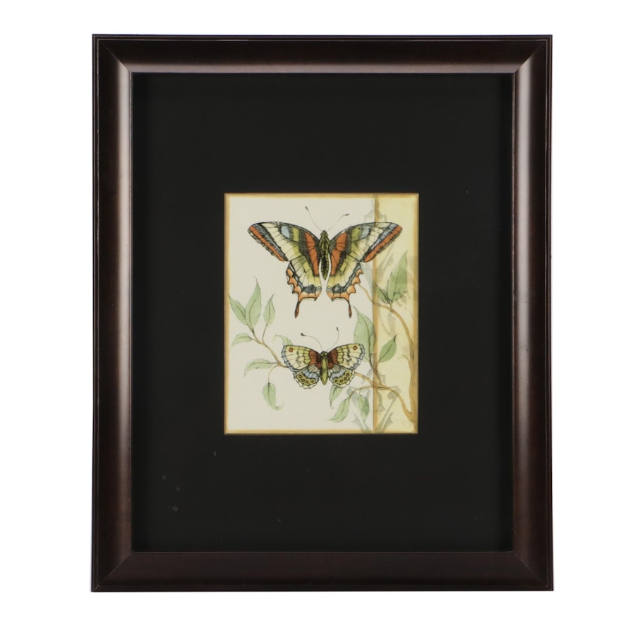 Decorative Butterfly-Themed Offset Lithograph Wall Decor