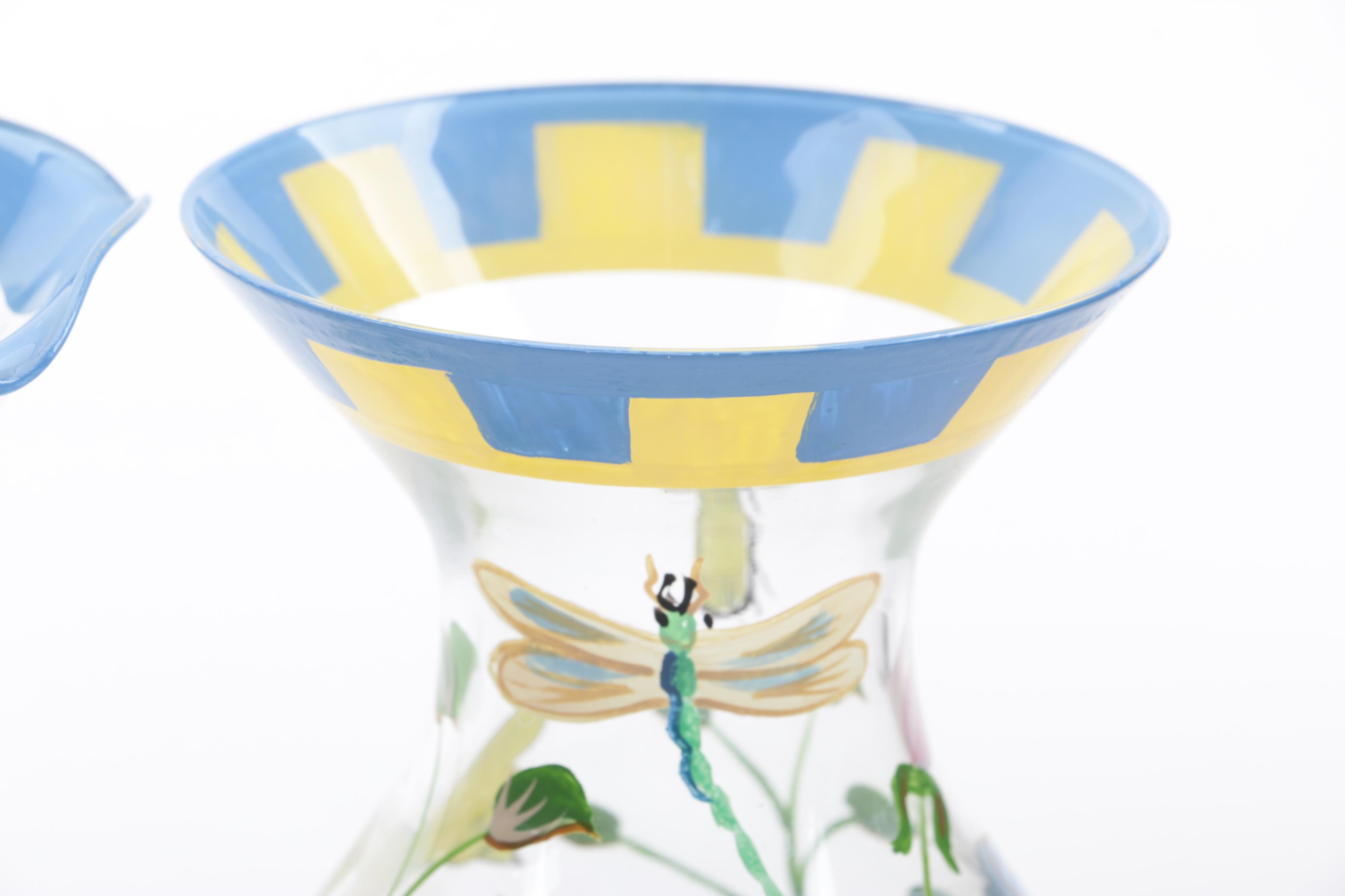 Lenox "Butterfly Meadow" Hand-Painted Glass Vases
