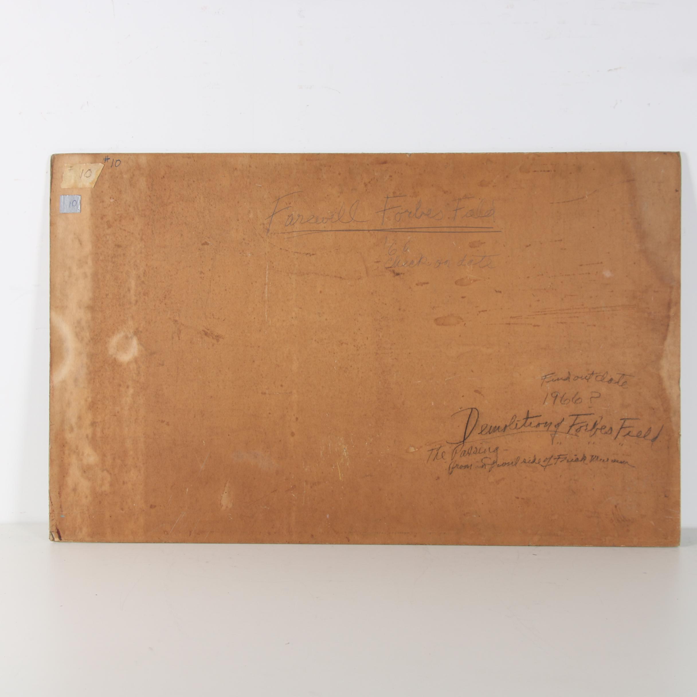 Mary Shaw c. 1966 Mixed Media Painting "The Last Forbes Field"