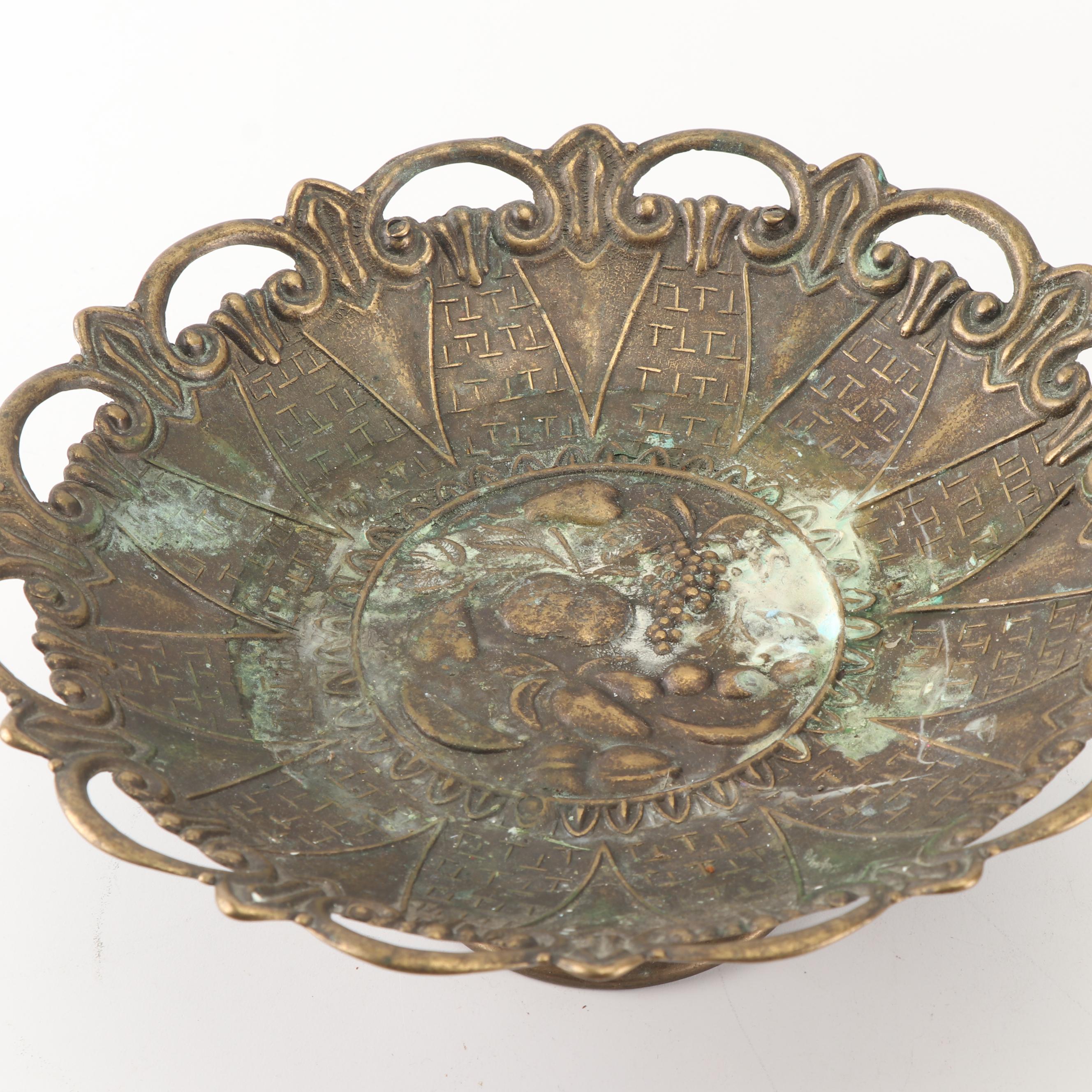 Blackamoor Nubian Figurine with Embossed Brass Vessels and "Lion of Lucerne"