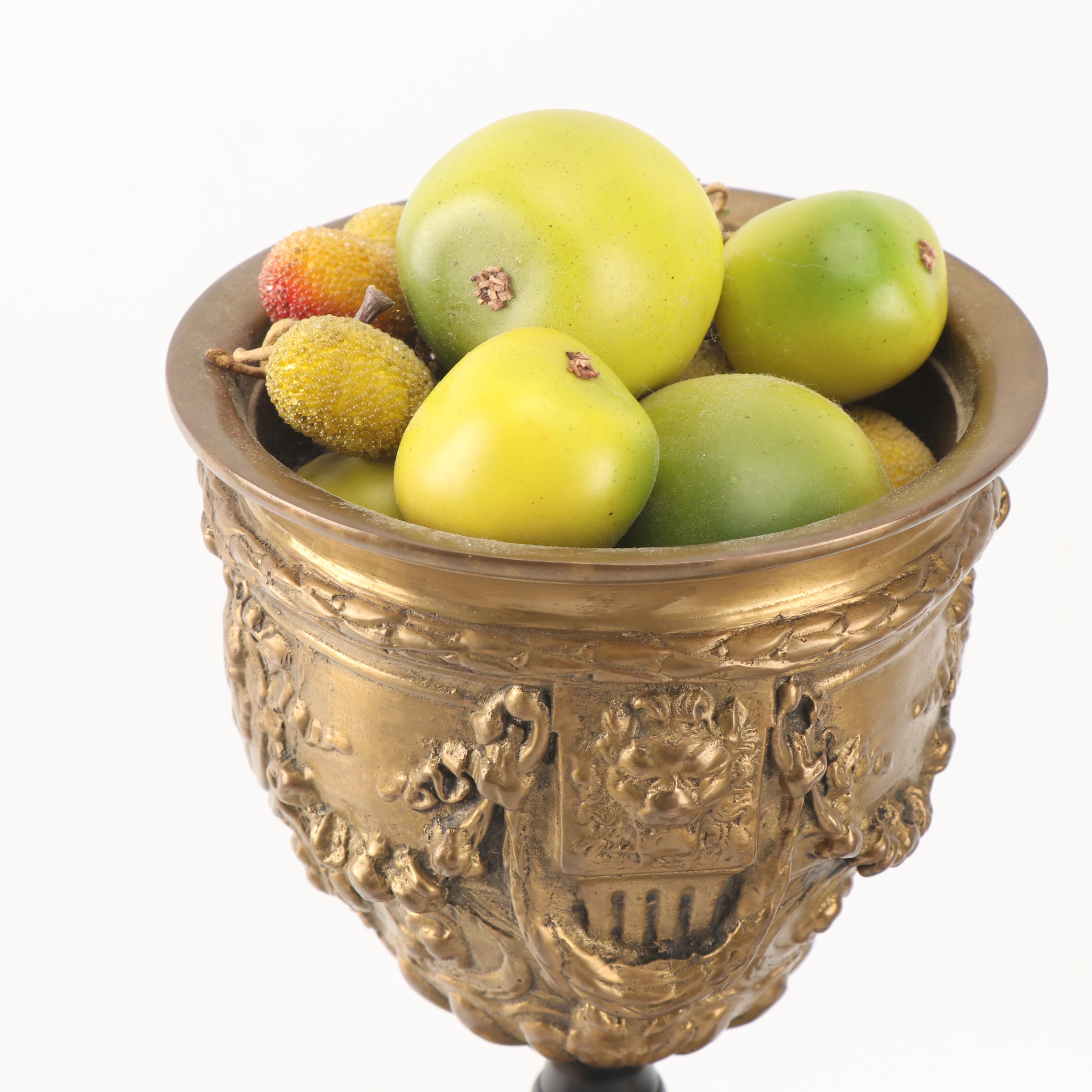 Blackamoor Nubian Figurine with Embossed Brass Vessels and "Lion of Lucerne"