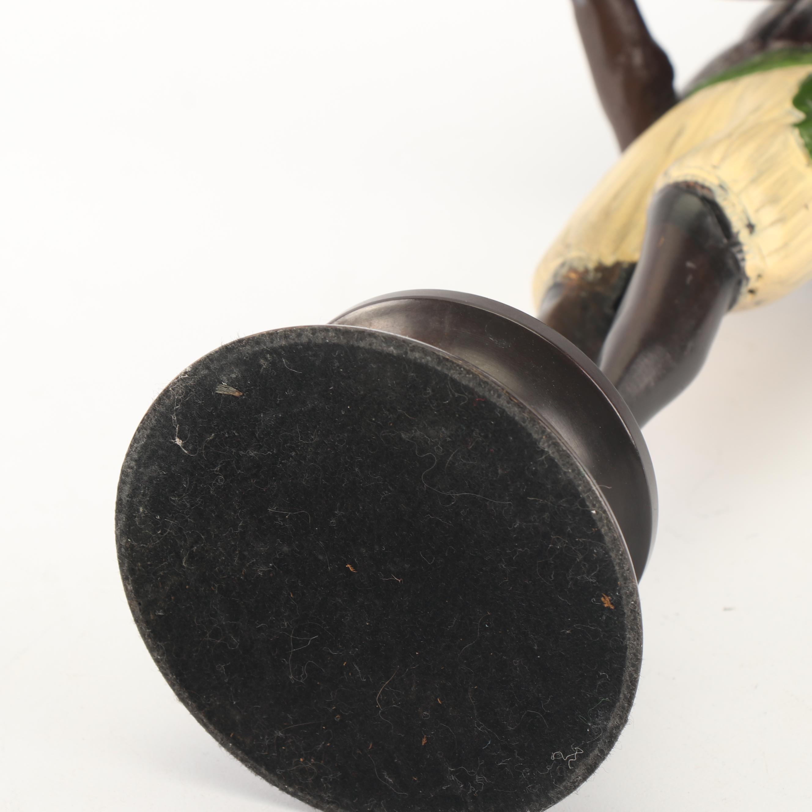 Blackamoor Nubian Figurine with Embossed Brass Vessels and "Lion of Lucerne"