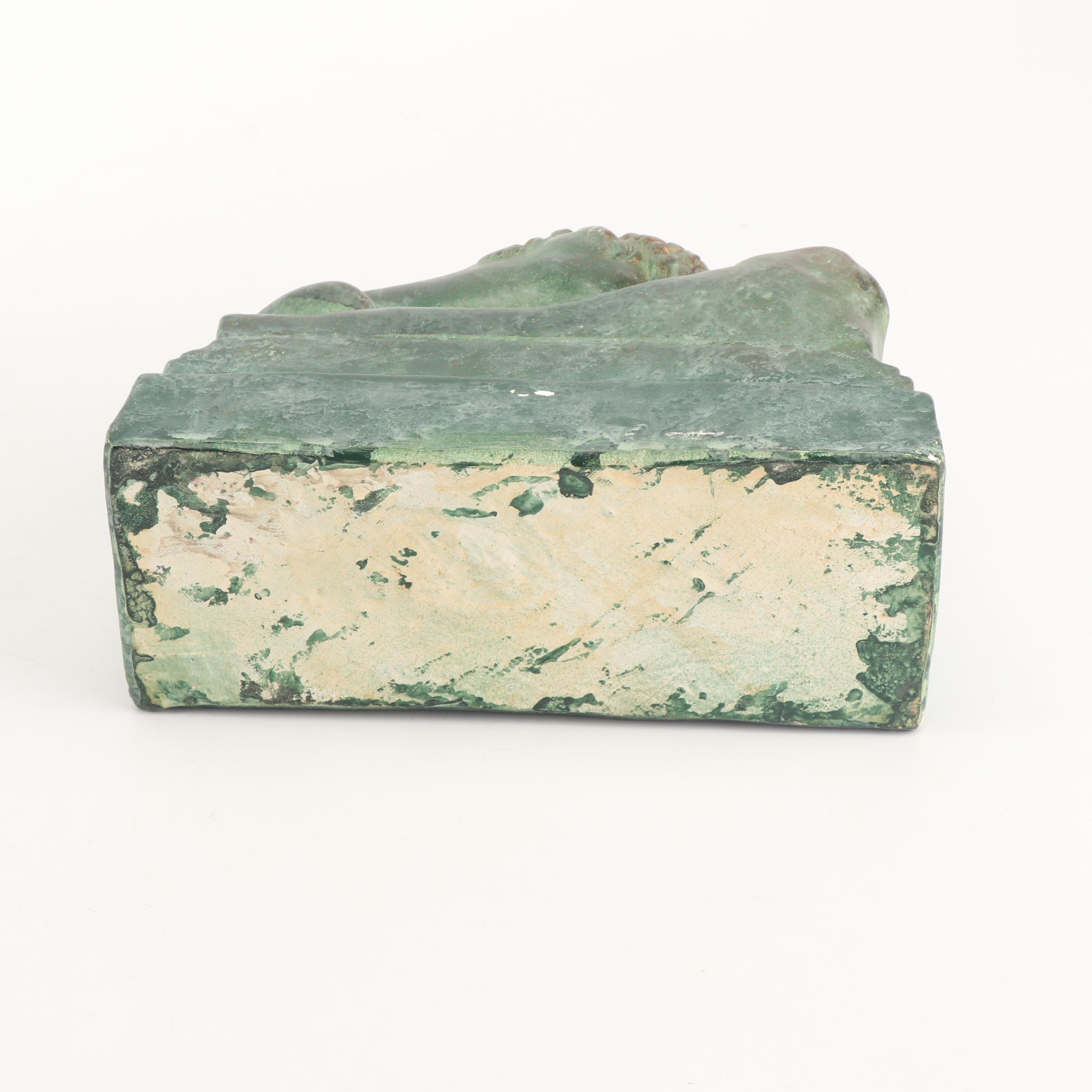 Blackamoor Nubian Figurine with Embossed Brass Vessels and "Lion of Lucerne"