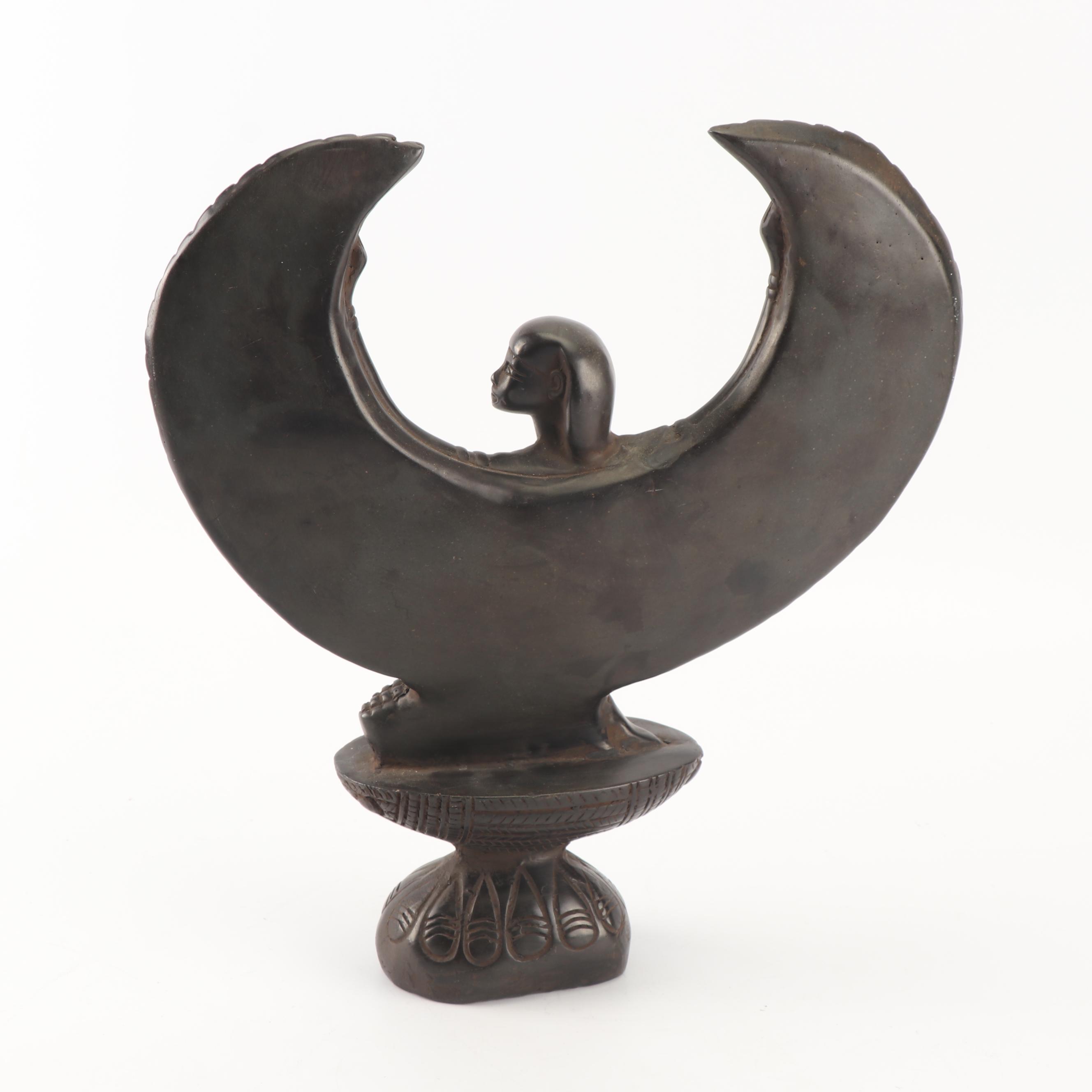 Hand Carved Winged Isis Resin Sculpture