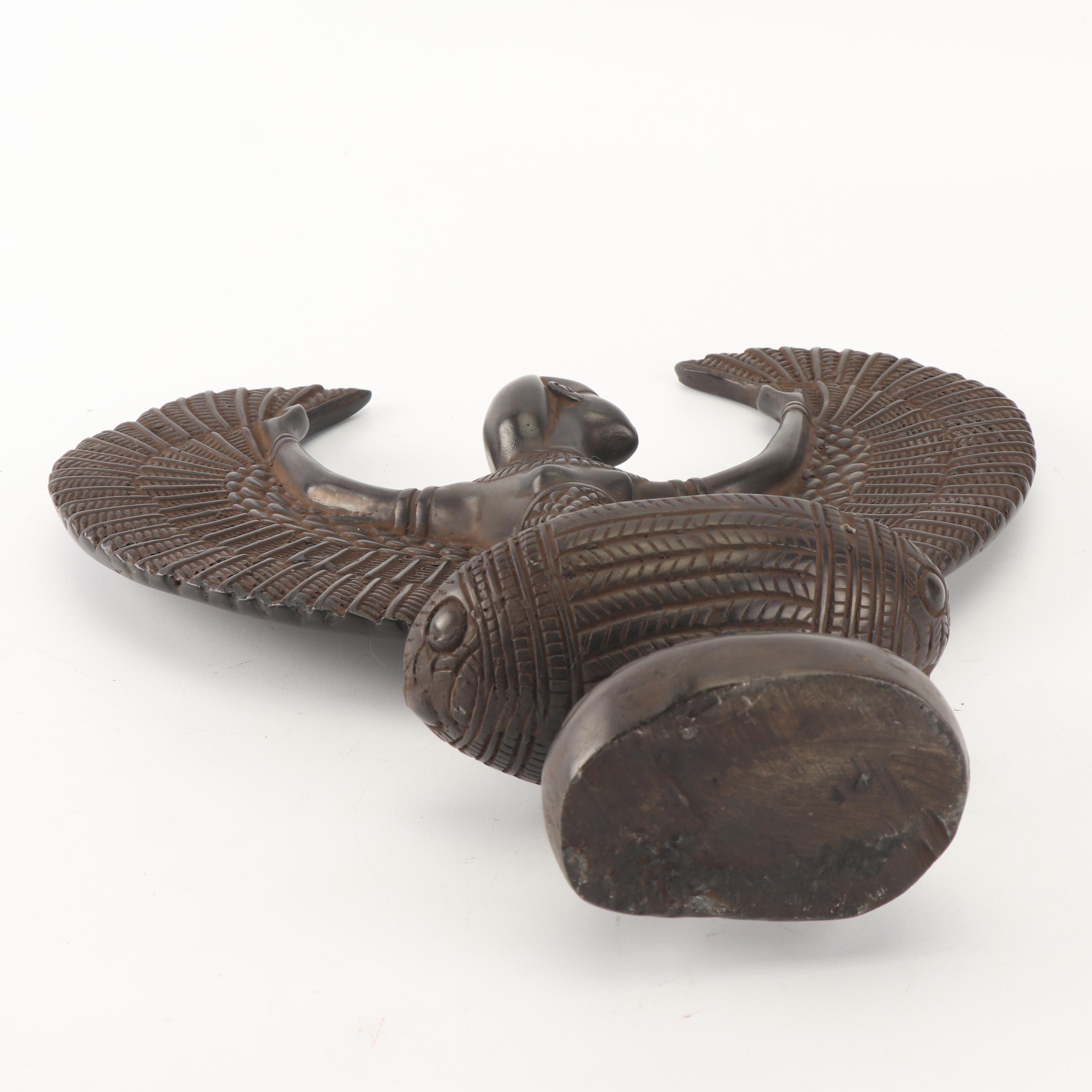 Hand Carved Winged Isis Resin Sculpture