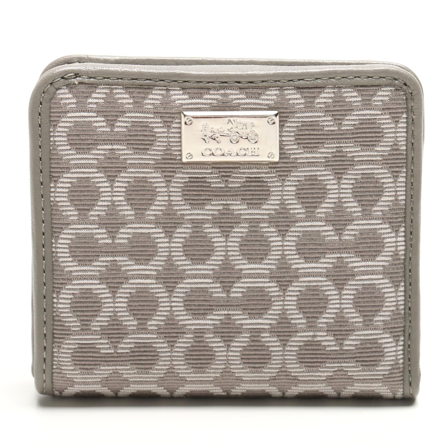 New Coach Monogram Grey Leather Wallet With Tag
