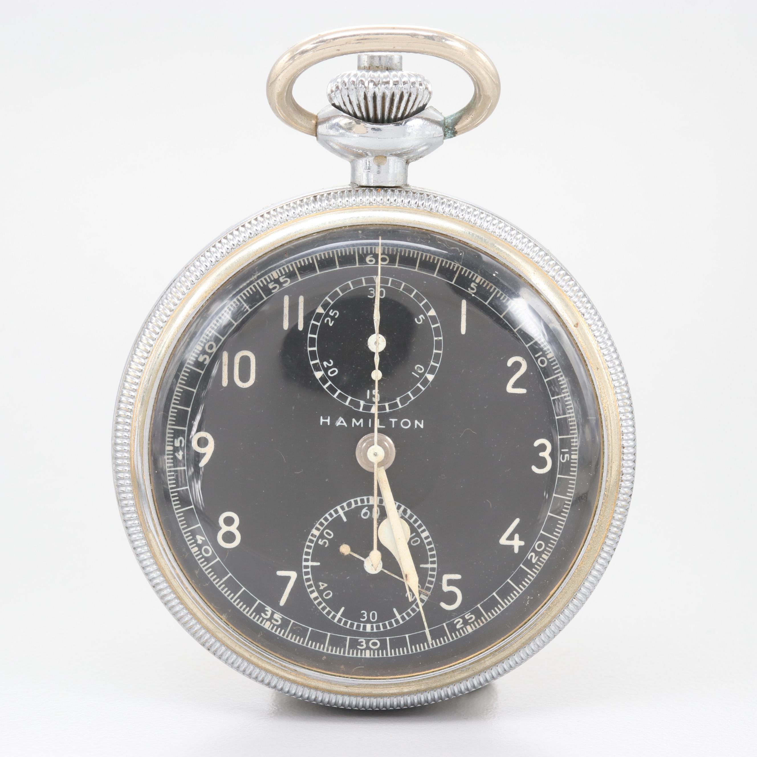 Circa 1940s Hamilton Open Face Military Chronograph Watch