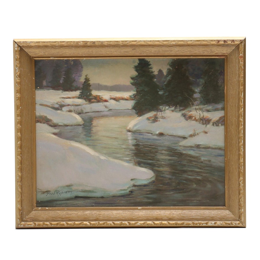 Fred Rypsam Oil Painting of a Winter Landscape