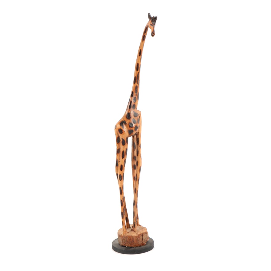 African Style Carved Wood Giraffe