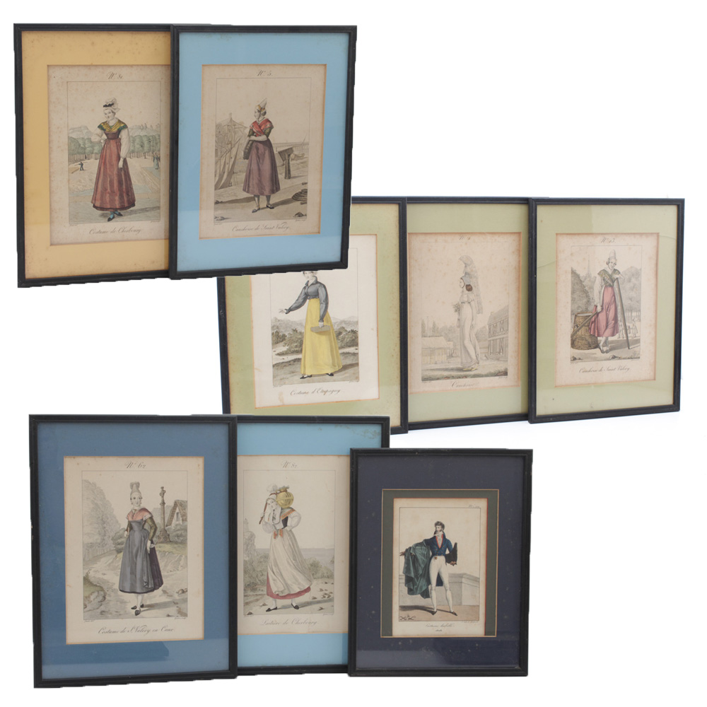 Antique Hand-Tinted Fashion Plate Etchings