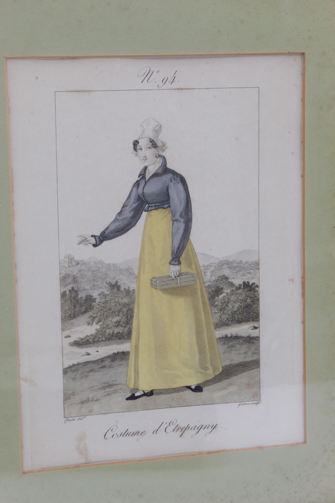 Antique Hand-Tinted Fashion Plate Etchings