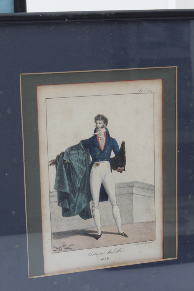 Antique Hand-Tinted Fashion Plate Etchings