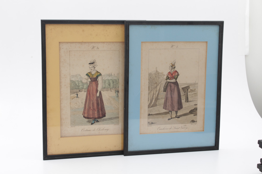 Antique Hand-Tinted Fashion Plate Etchings