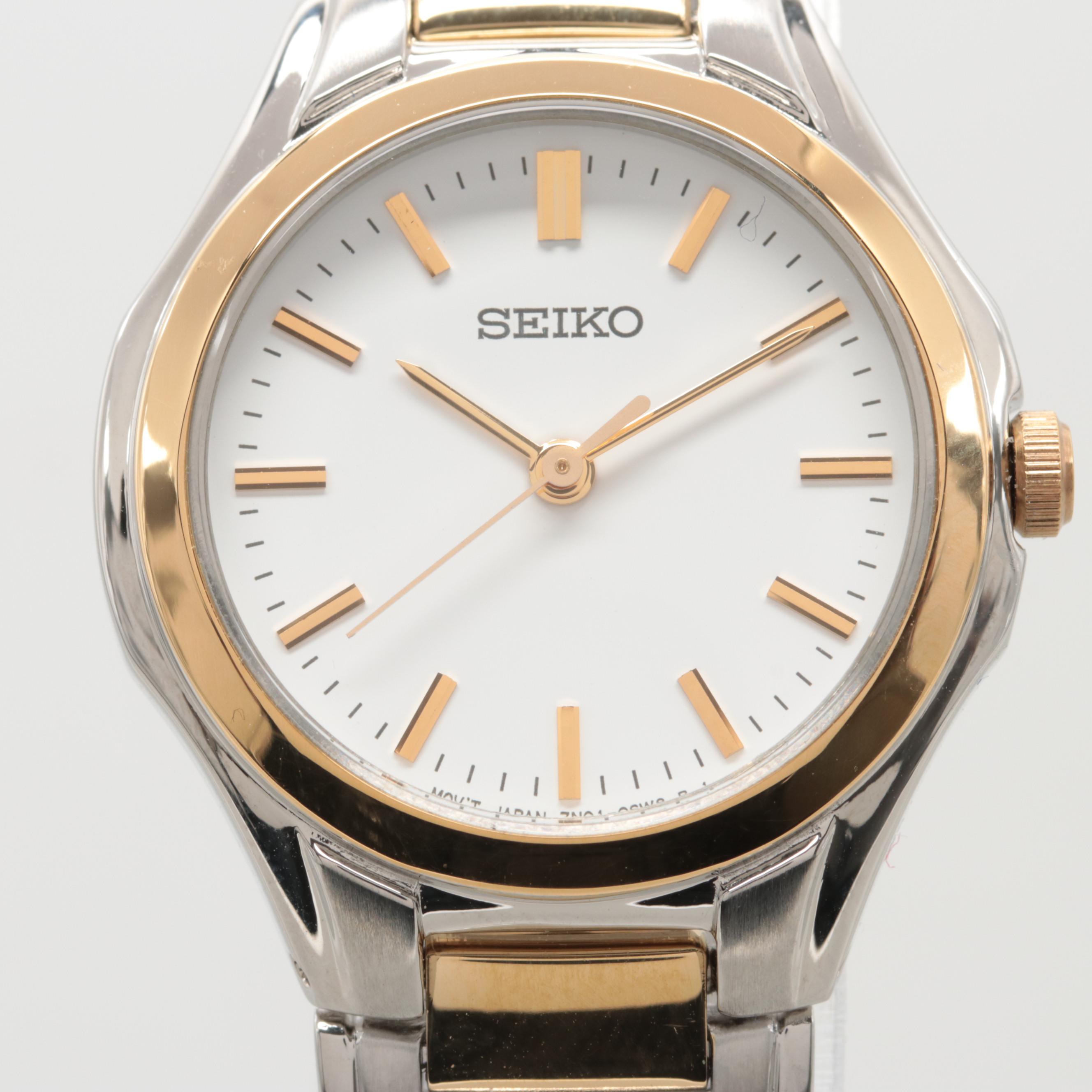 Seiko Model SRZ58PI Two-Tone Quartz Watch