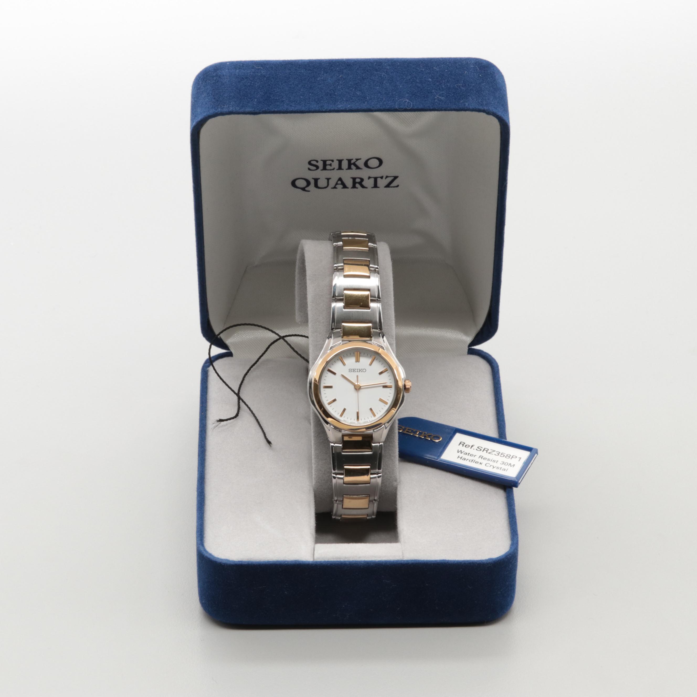 Seiko Model SRZ58PI Two-Tone Quartz Watch