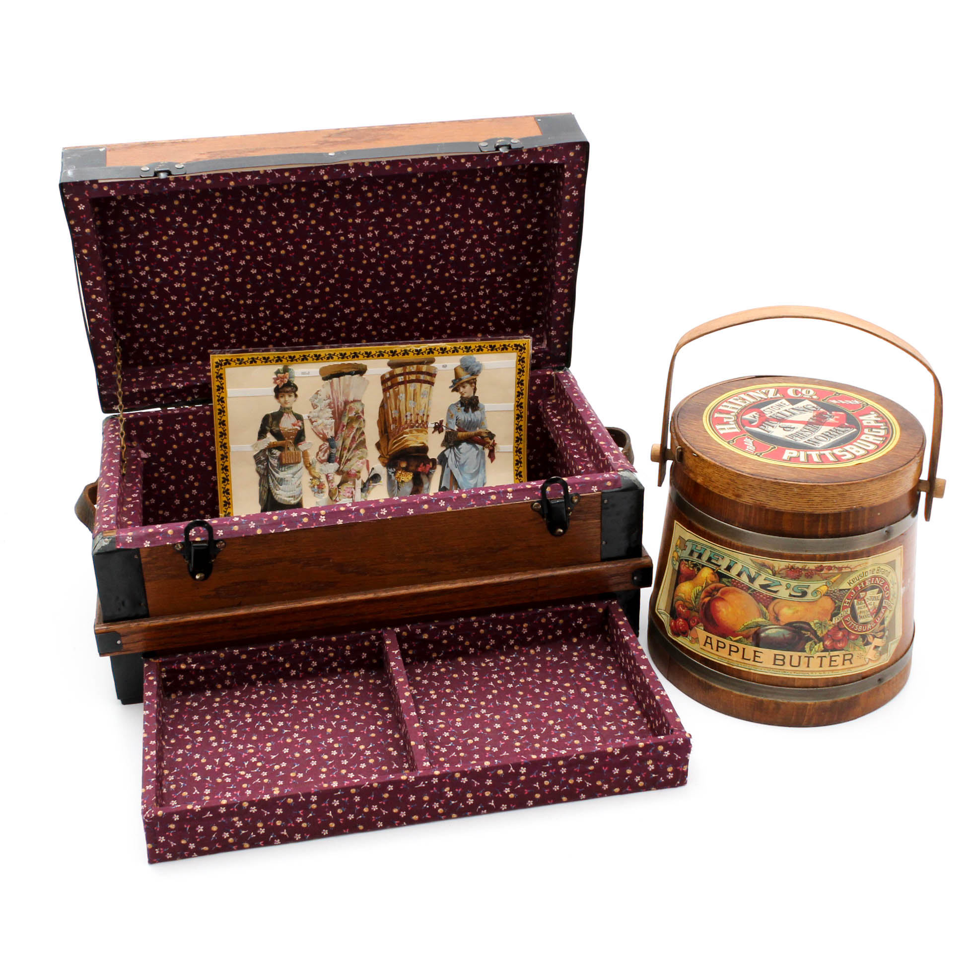 Vintage Wooden Pail and Chest