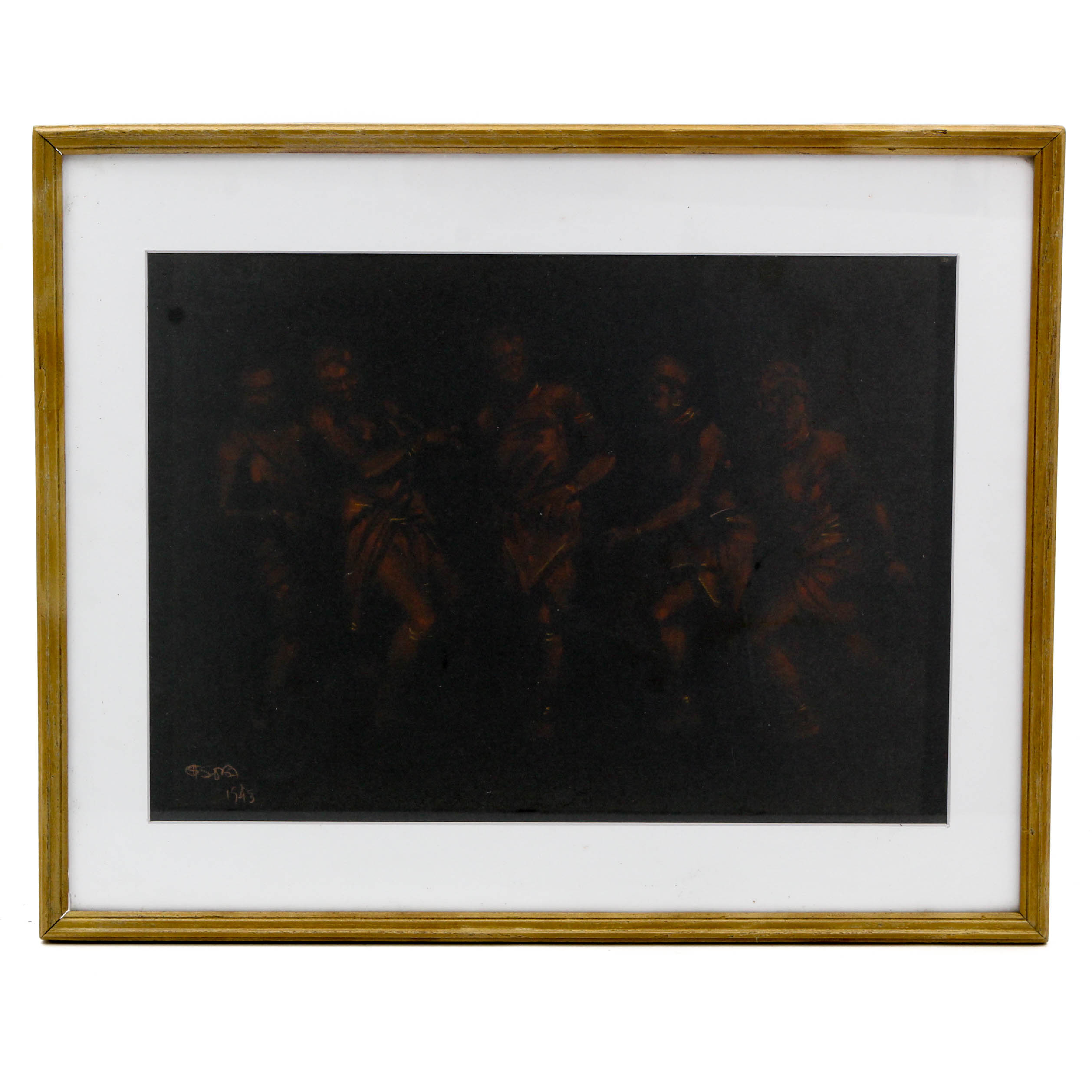 Albano Sousa 1943 Pastel of Tribal Dancers