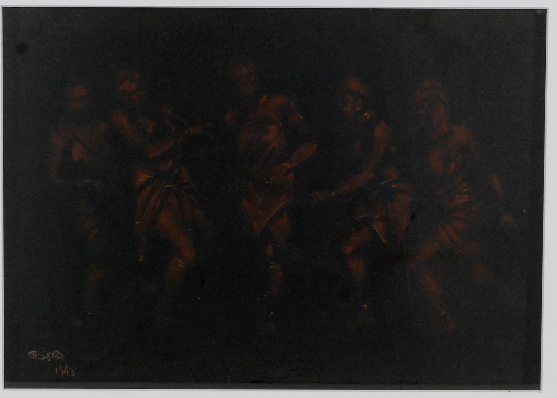 Albano Sousa 1943 Pastel of Tribal Dancers