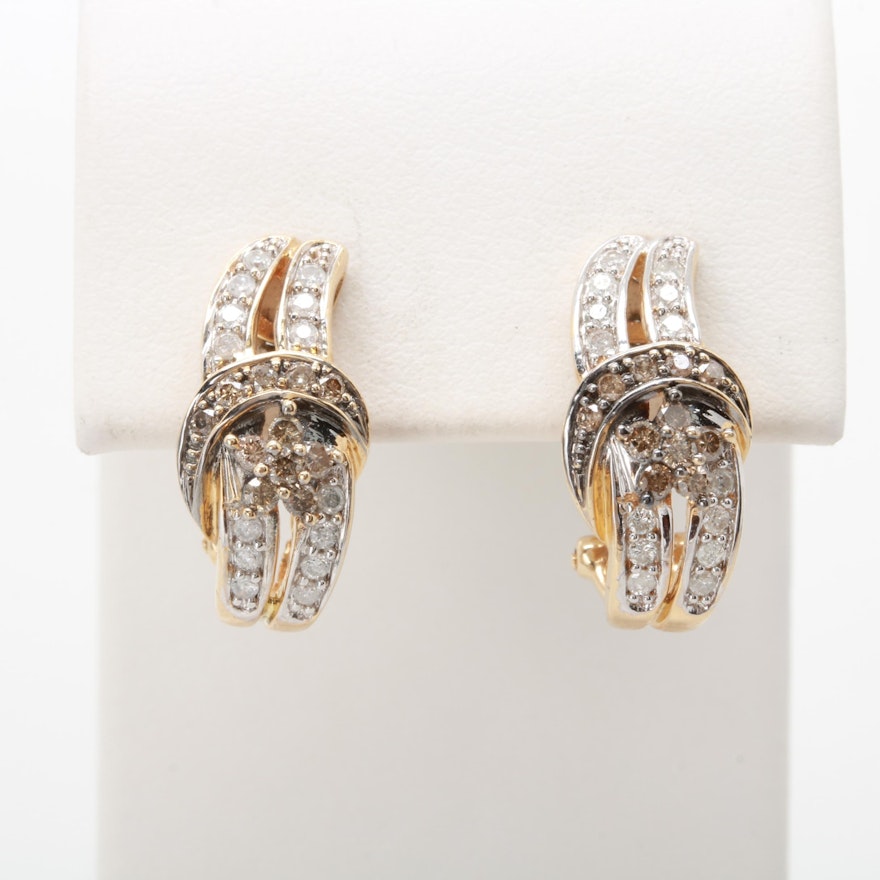 14K Yellow Gold Diamond Earrings