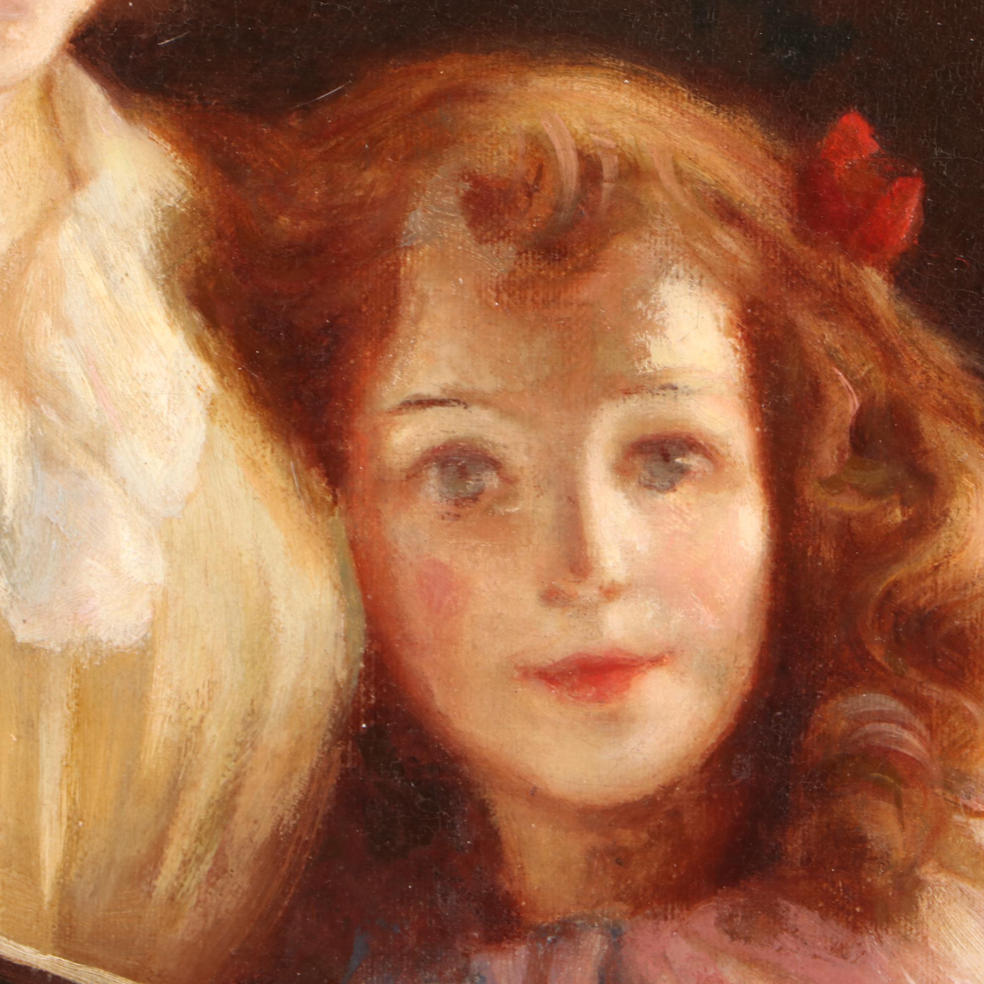 A.B. Mellish Oil Painting of Mother and Daughter