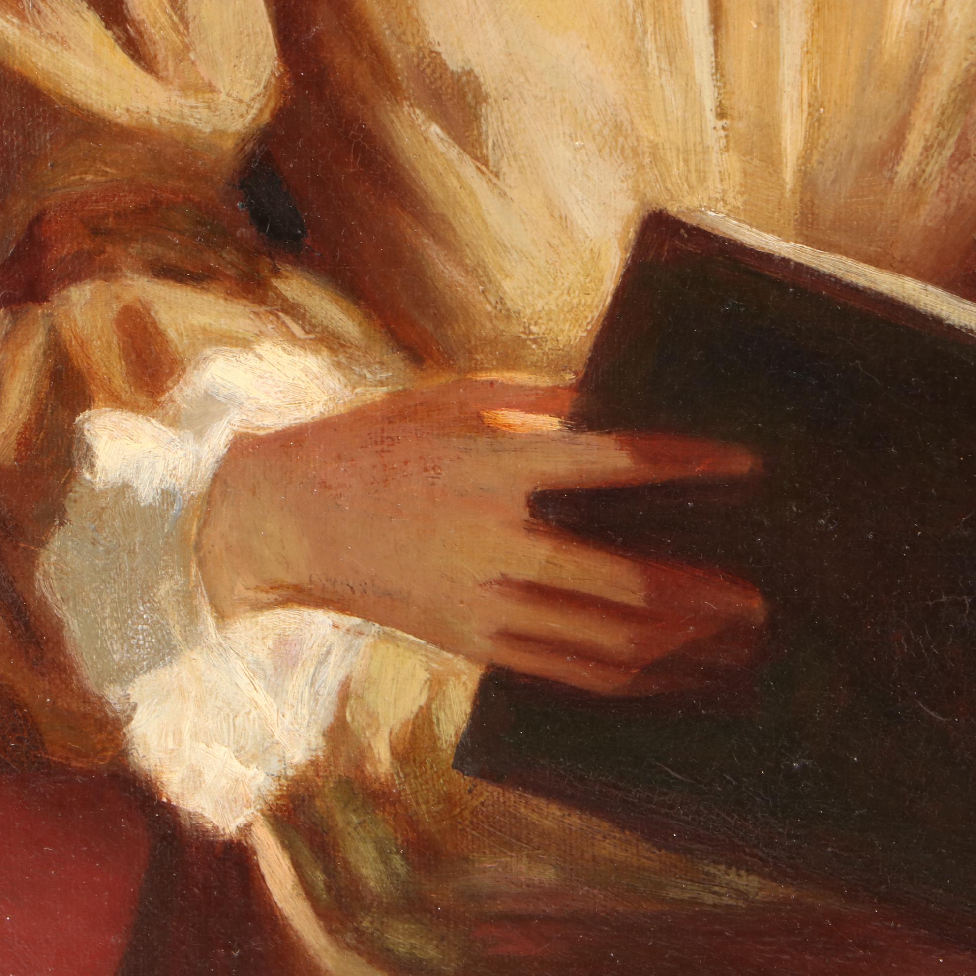 A.B. Mellish Oil Painting of Mother and Daughter